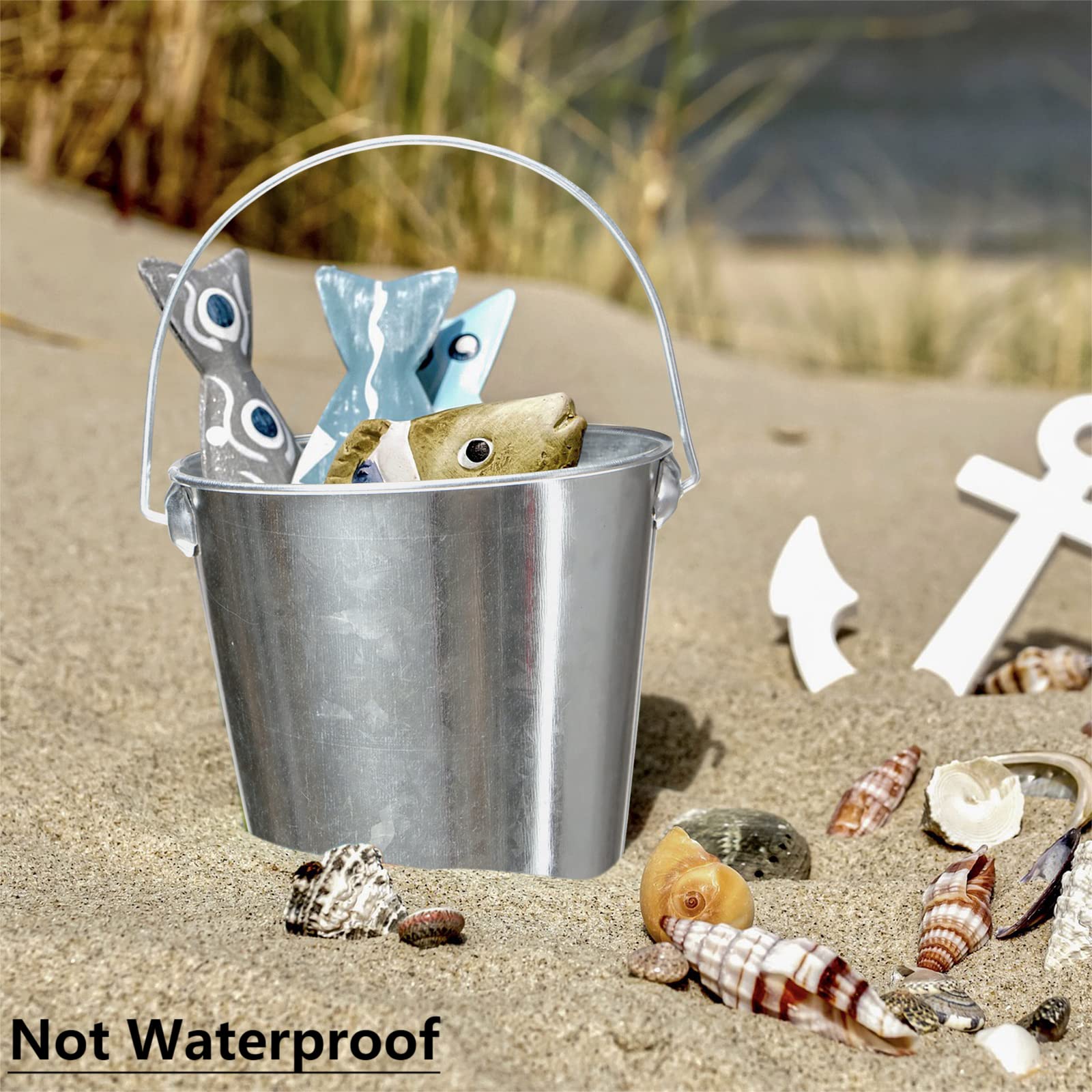 Takma Galvanized Tin Metal Buckets With Handle - 6 Pack 4.3 Inch Iron Pail, Easter Bucket,Pencil Holder And Flower Pots,Craft Su