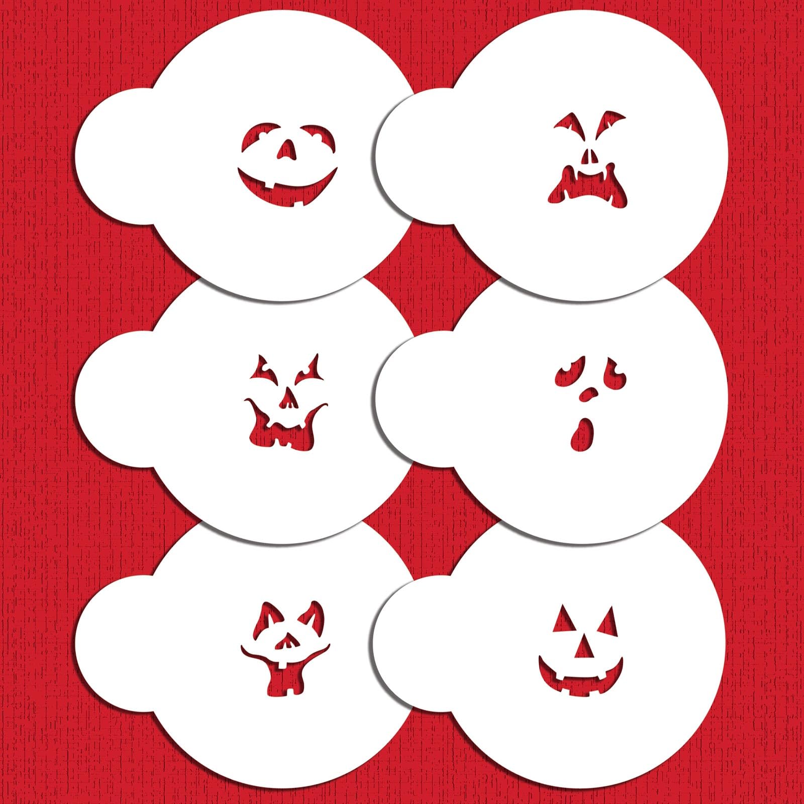 Designer Stencils 742 Mini Jack-O-Lantern Faces Cookie Stencils, Beige/Semi-Transparent