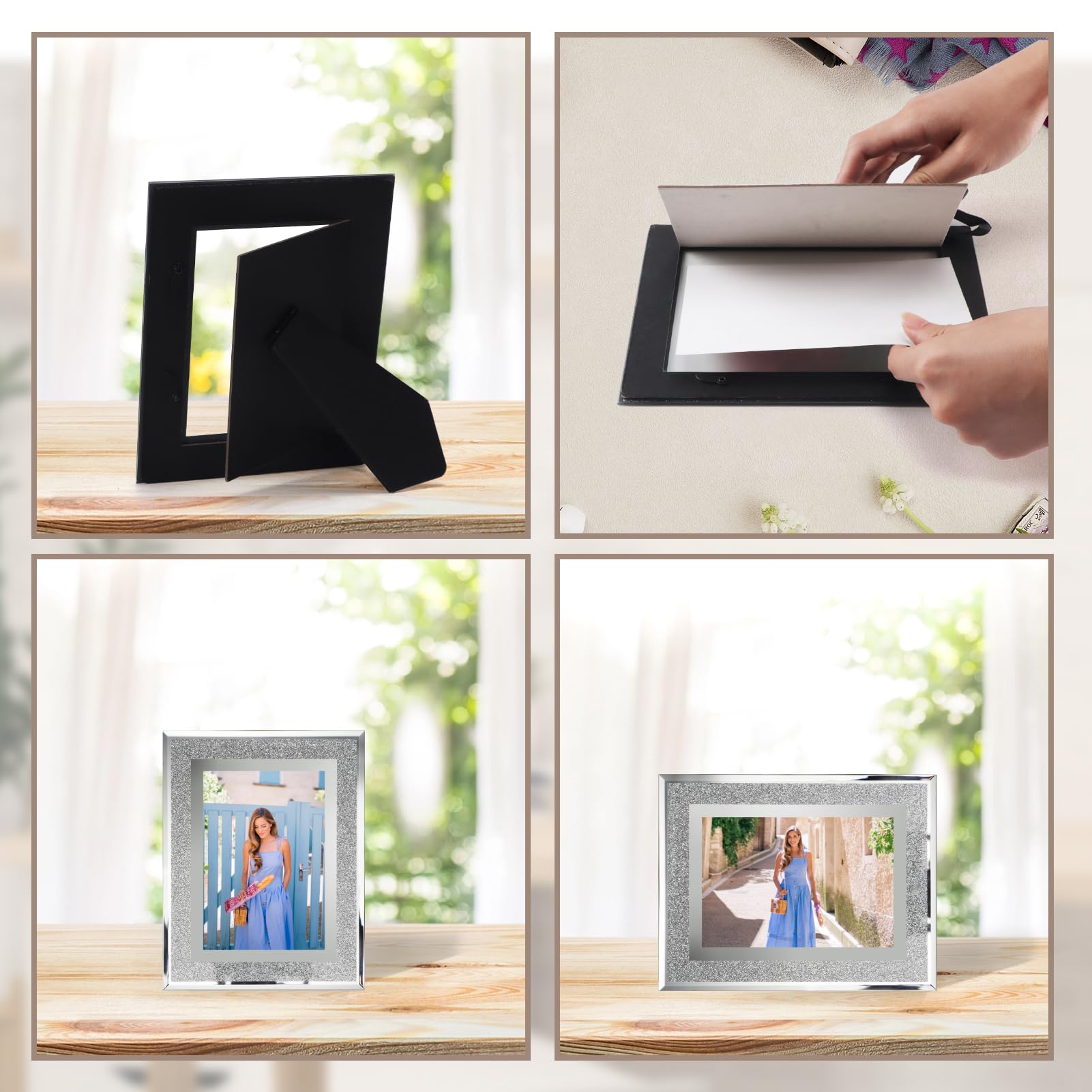 Calenzana 12 Pack 8x10 Sparkle Glass Picture Frame, Glitter Edge Photo Frames for Tabletop, Horizontal or Vertical Display
