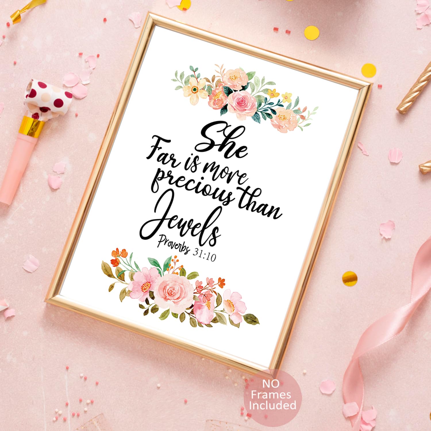 Flowers Bible Verse Wall Art Posters, Christian Wall Decor, Scripture Wall Decor, The Bible For Teen Girls, Gift For Girls Women