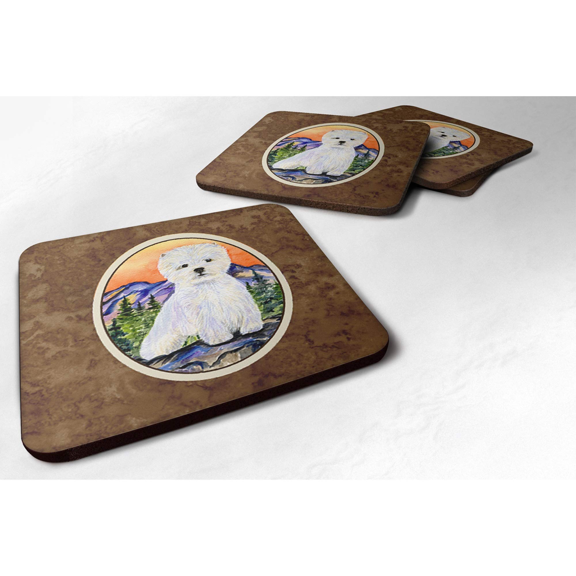 Carolines Treasures Westie Foam Coasters (Set of 4), 3.5 H x 3.5 W, Multicolor