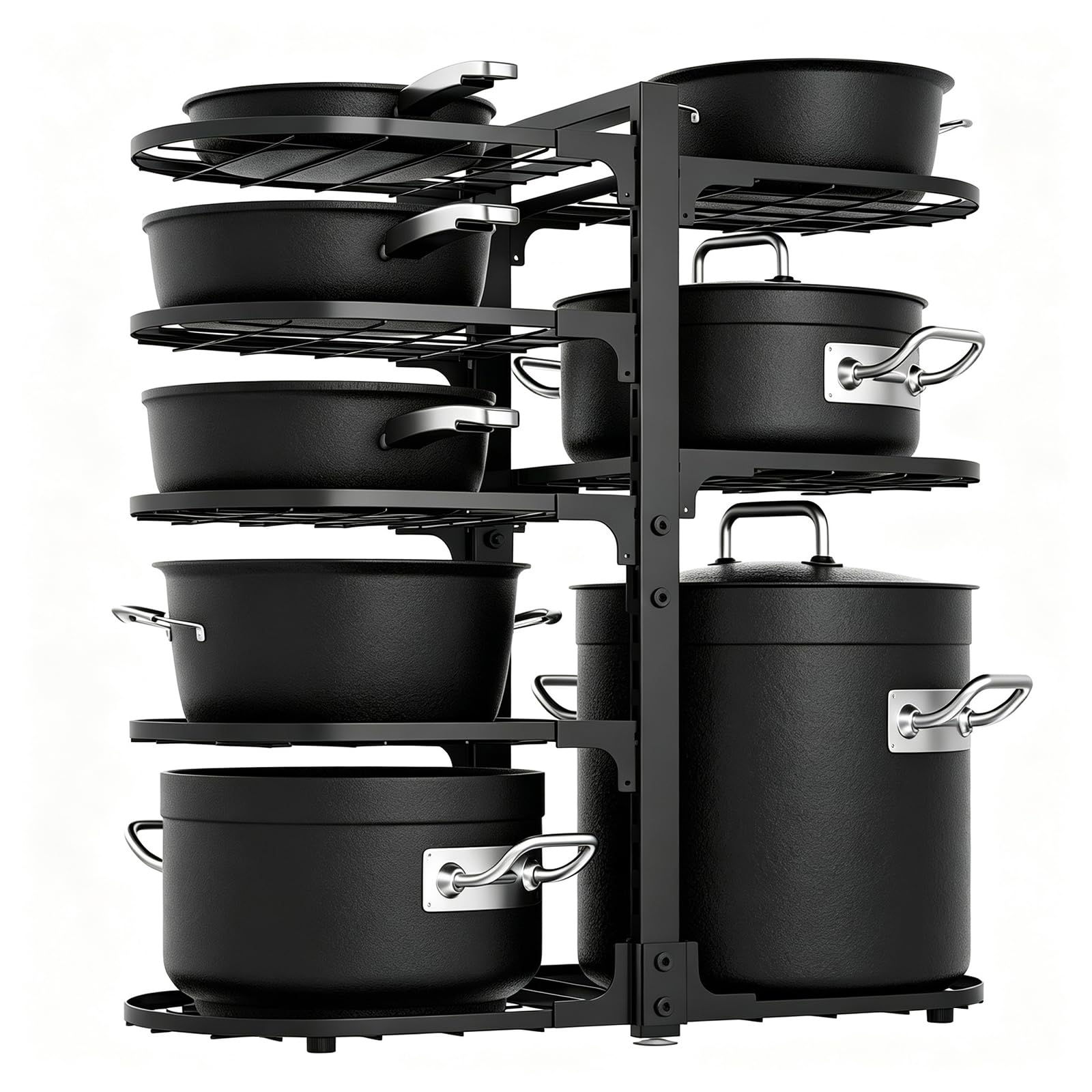 Fovkdcvw Adjustable Pot Rack: 8 Tier Pan Storage  120LBS Kitchen Organizer