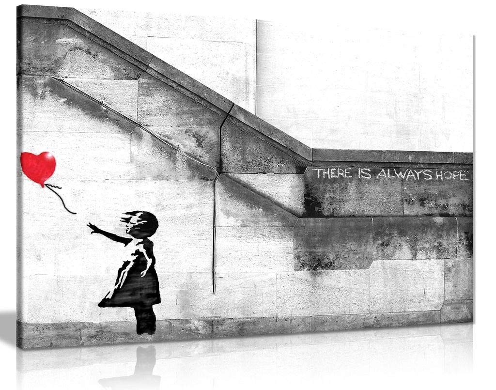 Banksy Balloon Girl Graffiti Canvas Wall Art Picture Print (30X20In)