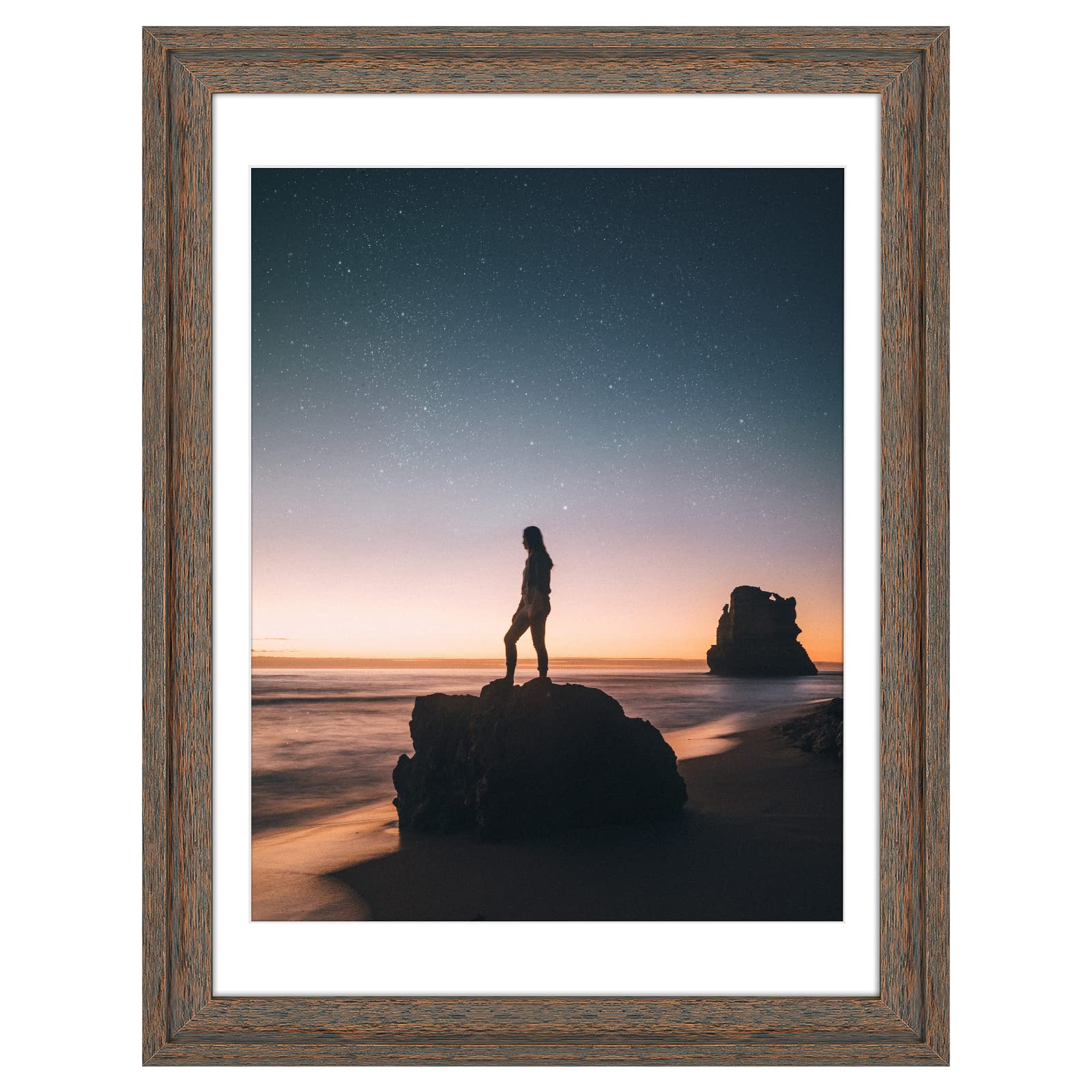 Golden State Art, 18x24 Picture Frame - Displays 16x20 Photo with Mat or 18x24 without Mat, Wide Moulding Solid Wood Frame for W