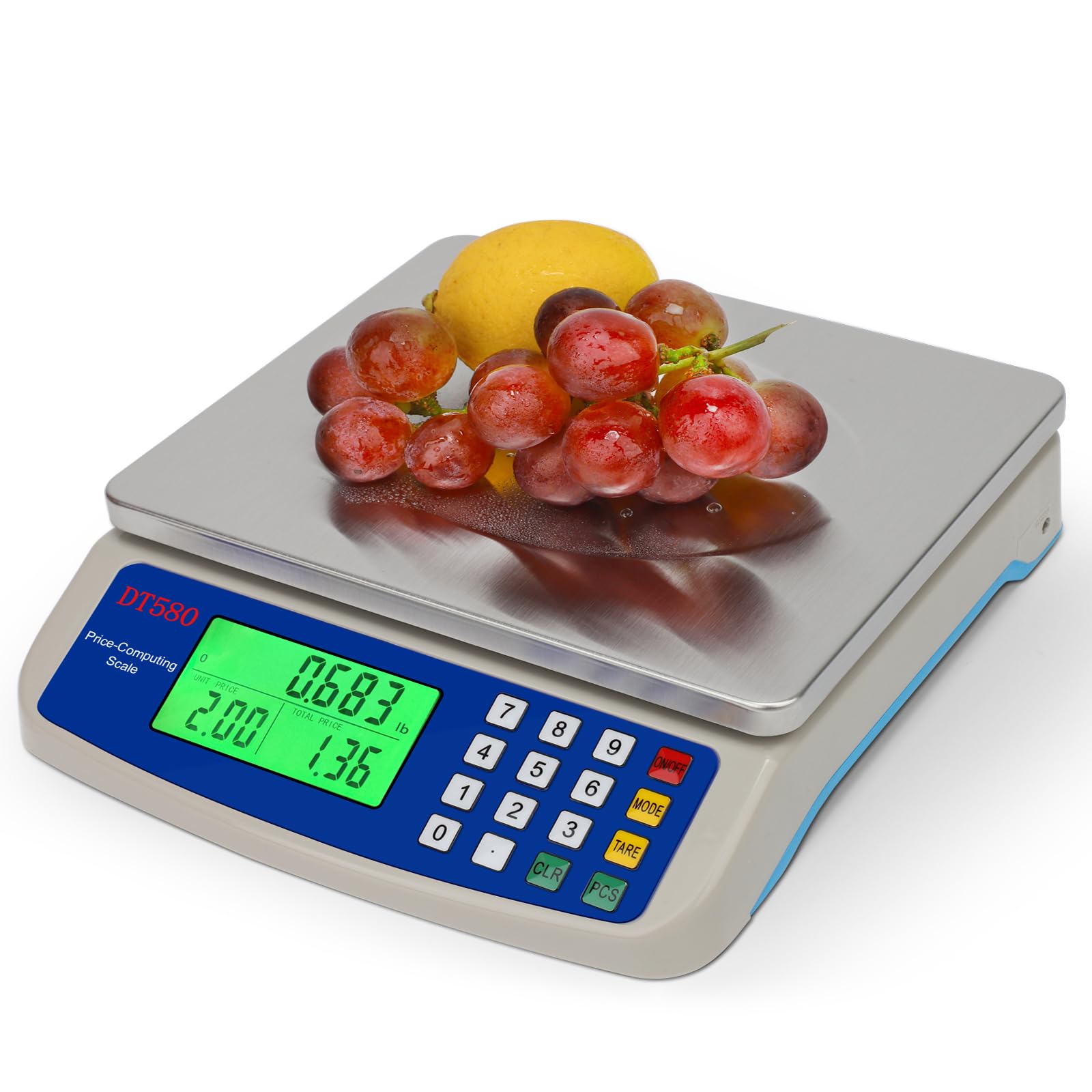 Large Digital Kitchen Scale 30KG Commercial Food Scale 66LB for Baking Bread Meat Stainless Steel Price Computing Scale LCD Disp