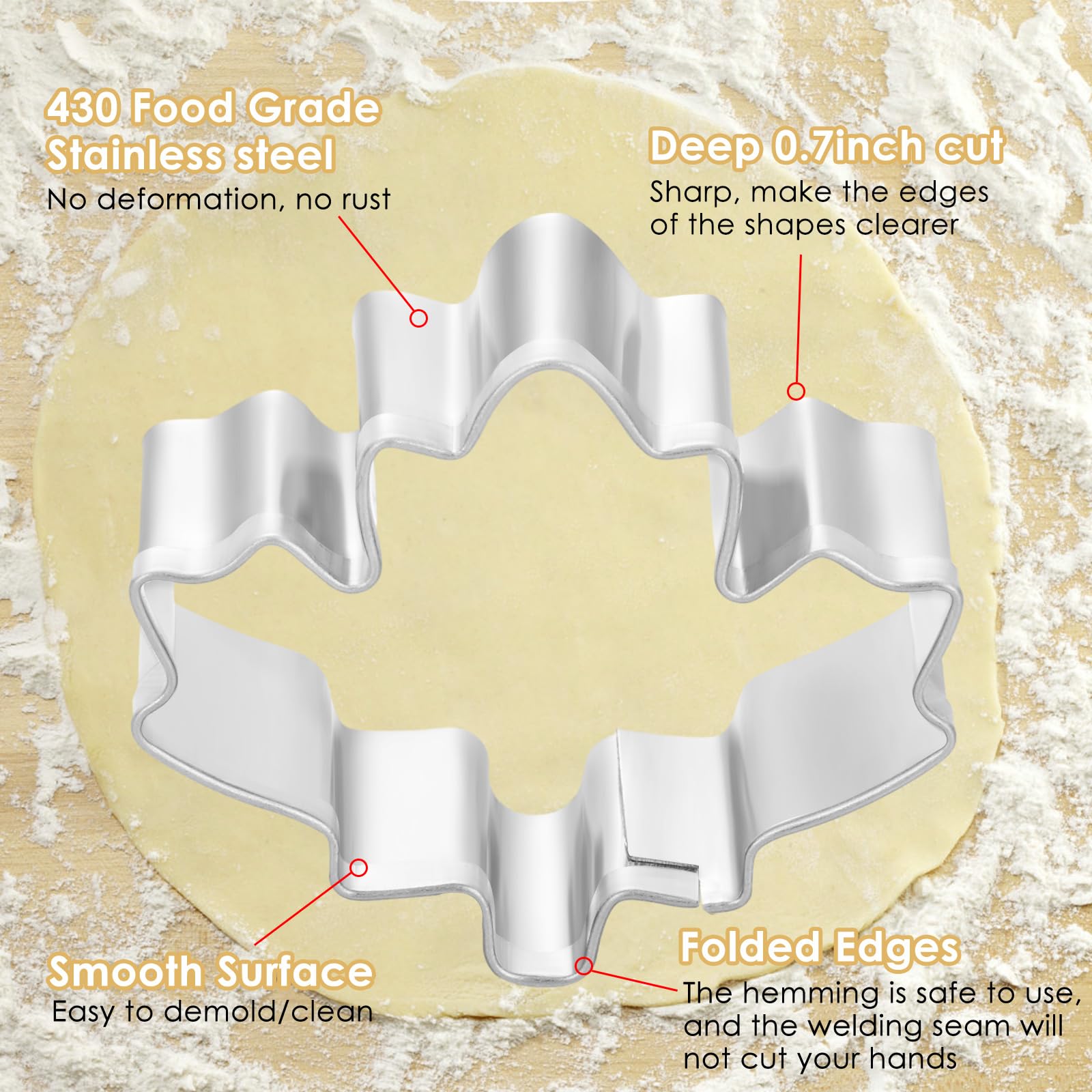 Mapvolut 14Pcs Thanksgiving Cookie Cutters, Food-Grade Stainless Steel Biscuit Cutters With Turkey Pumpkin Acorn Maple-Leaf, Eas