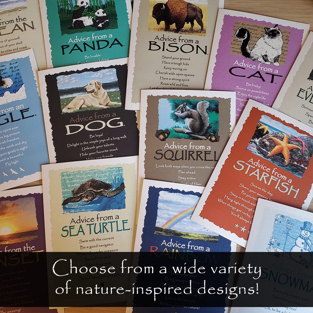 Your True Nature 12 Holiday Greeting Card Set - Advice From A Reindeer, Snowman, Santa Claus, Snowflake, Cardinal, Icicle, Pengu