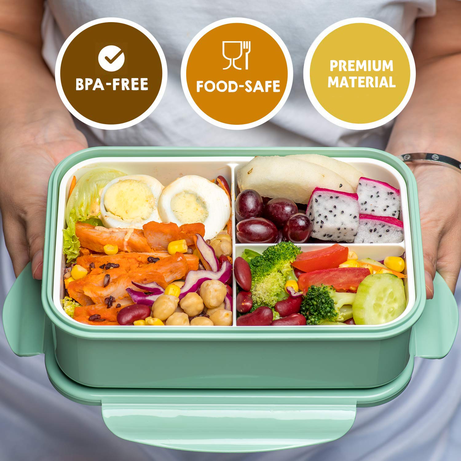 Lovina Bento Boxes For Adults - 1100 Ml Bento Lunch Box For Kids Childrens With Spoon & Fork - Durable Perfect Size For On-The-G
