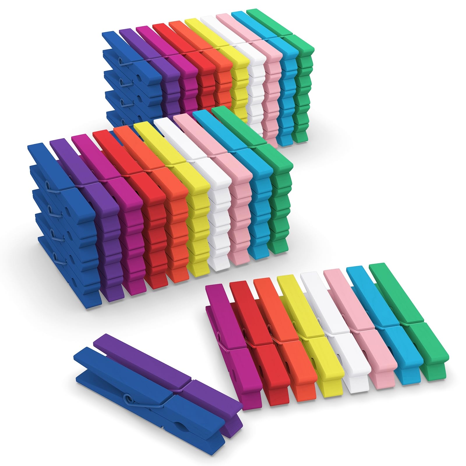 100 Pcs Colored Clothes Pins Wooden, Colored Clothespins For Crafts 2.9 Inch, Clothing Pins For Hanging, Pictures, Classroom, La