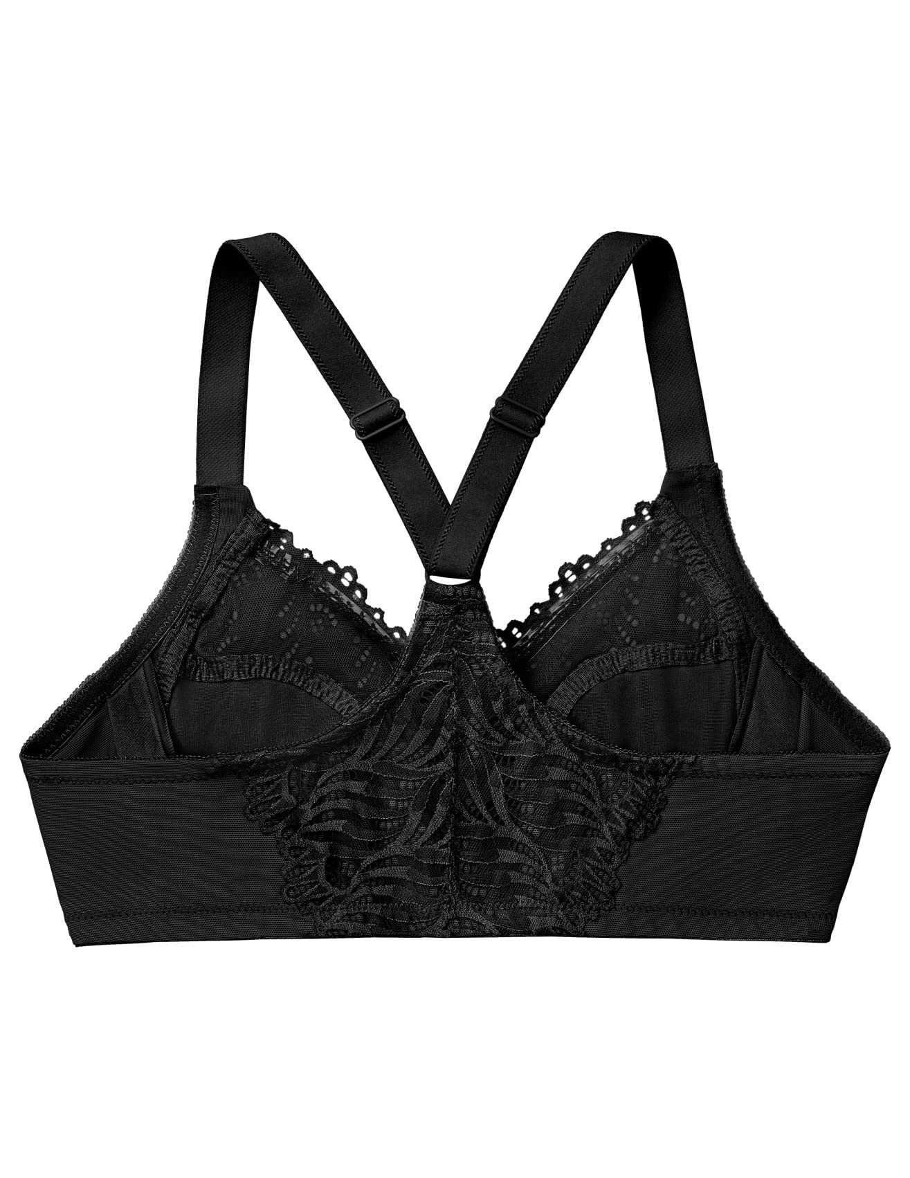 Glamorise Full Figure Plus Size Front-Closure T-Back Wonderwire Bra Underwire 1246 Black