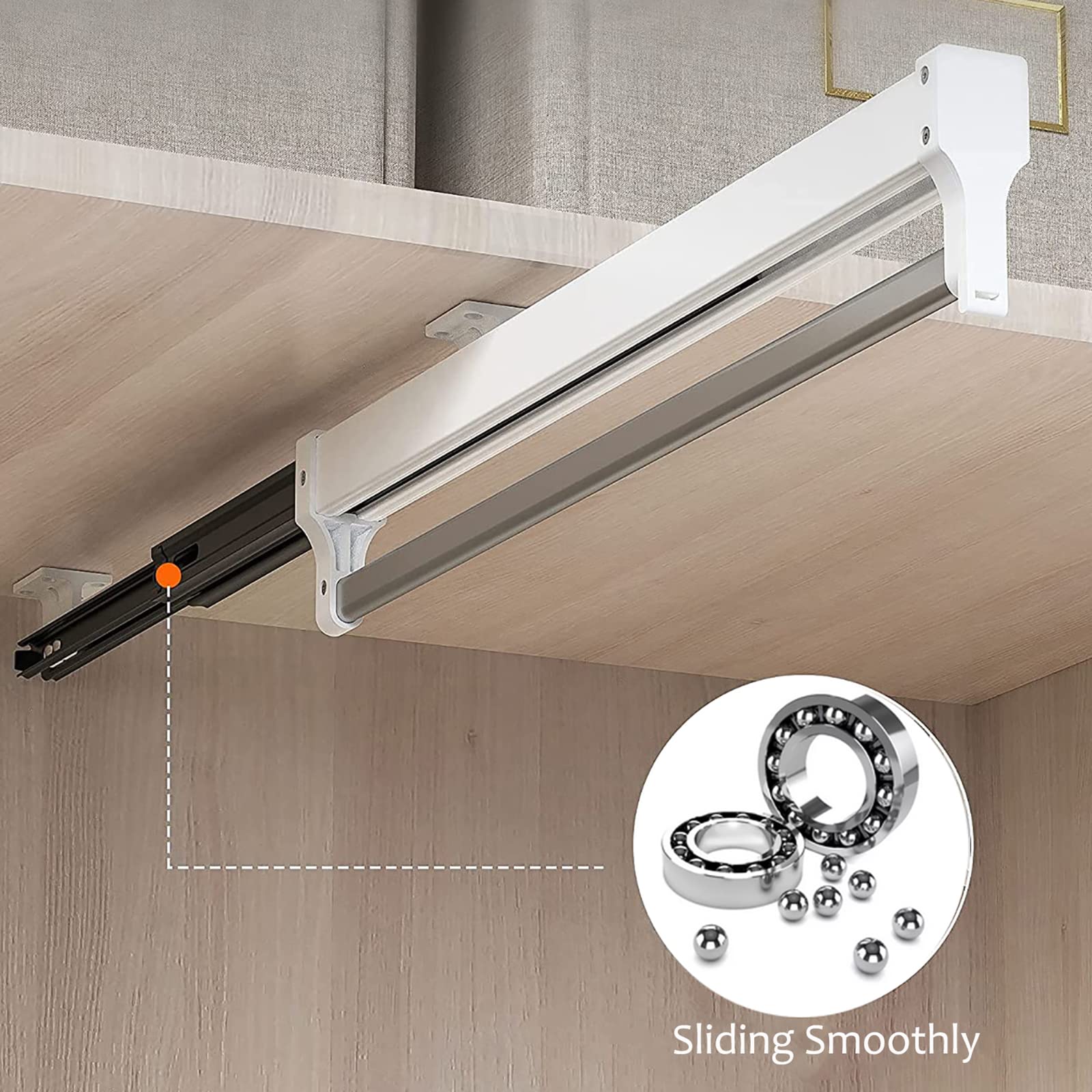 Mafage Pull Out Closet Valet Rod, Adjustable Sliding Heavy Duty Steel Top Mounted Clothes Storage Hanger Rail For Closet Wardrob