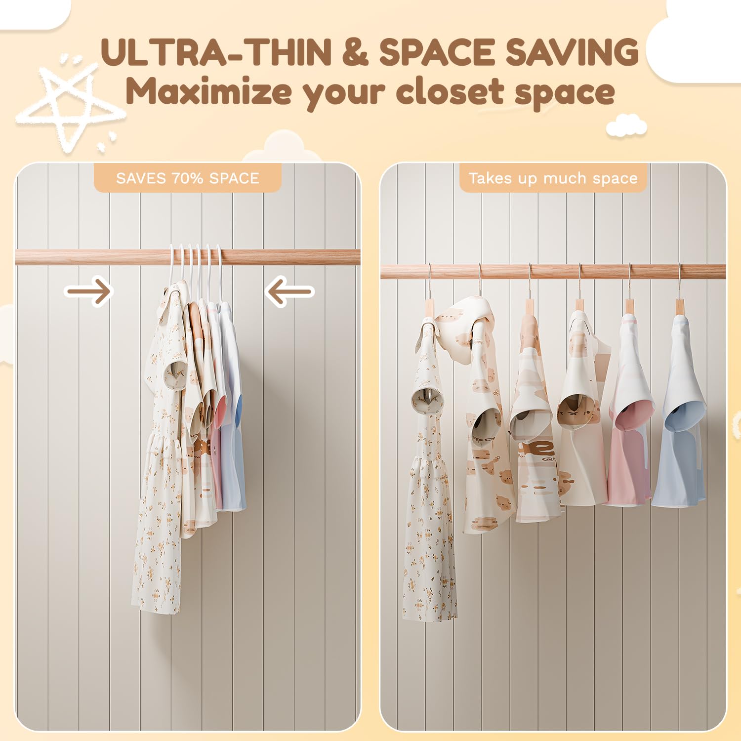 Vilick Kids Plastic Hangers, Baby Clothes Hangers For Closet 50 Packs Non-Slip Toddler Hangers For Infant Child Clothing, Small