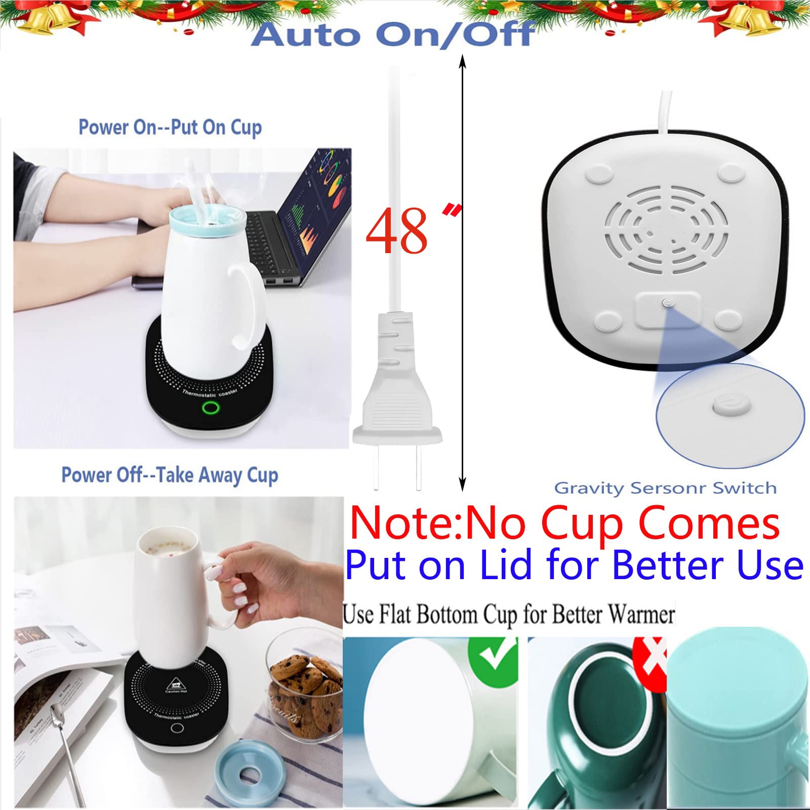 Coffee Mug Warmer for Desk with Auto Shut Off  Coffee Cup Warmer for Desk Office Home-Xmas Coffee Gifts