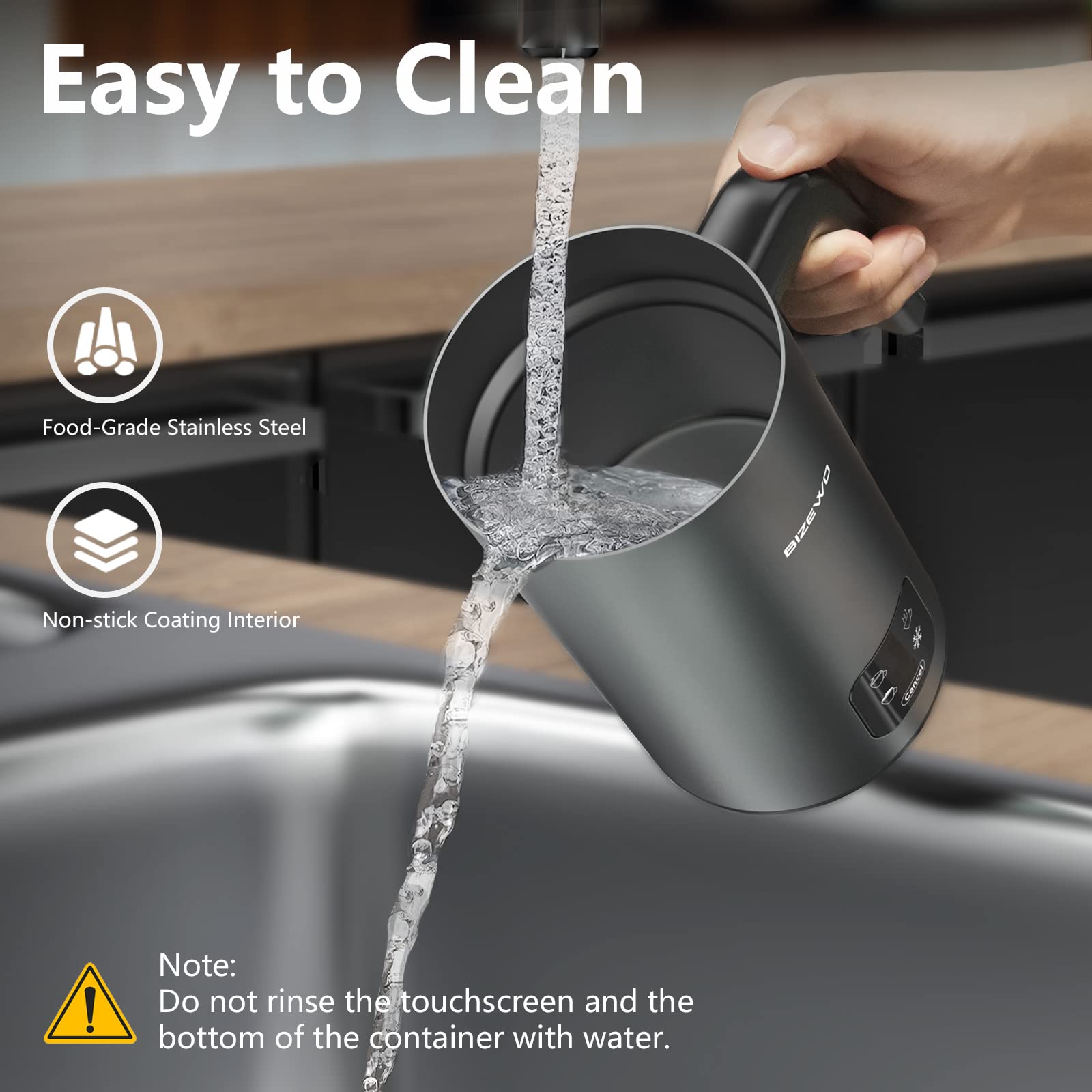 Bizewo Milk Frother Electric, Coffee Frother, Warm And Cold Milk Foamer, 4 In 1 Automatic Milk Warmer Stainless Steel With Touch