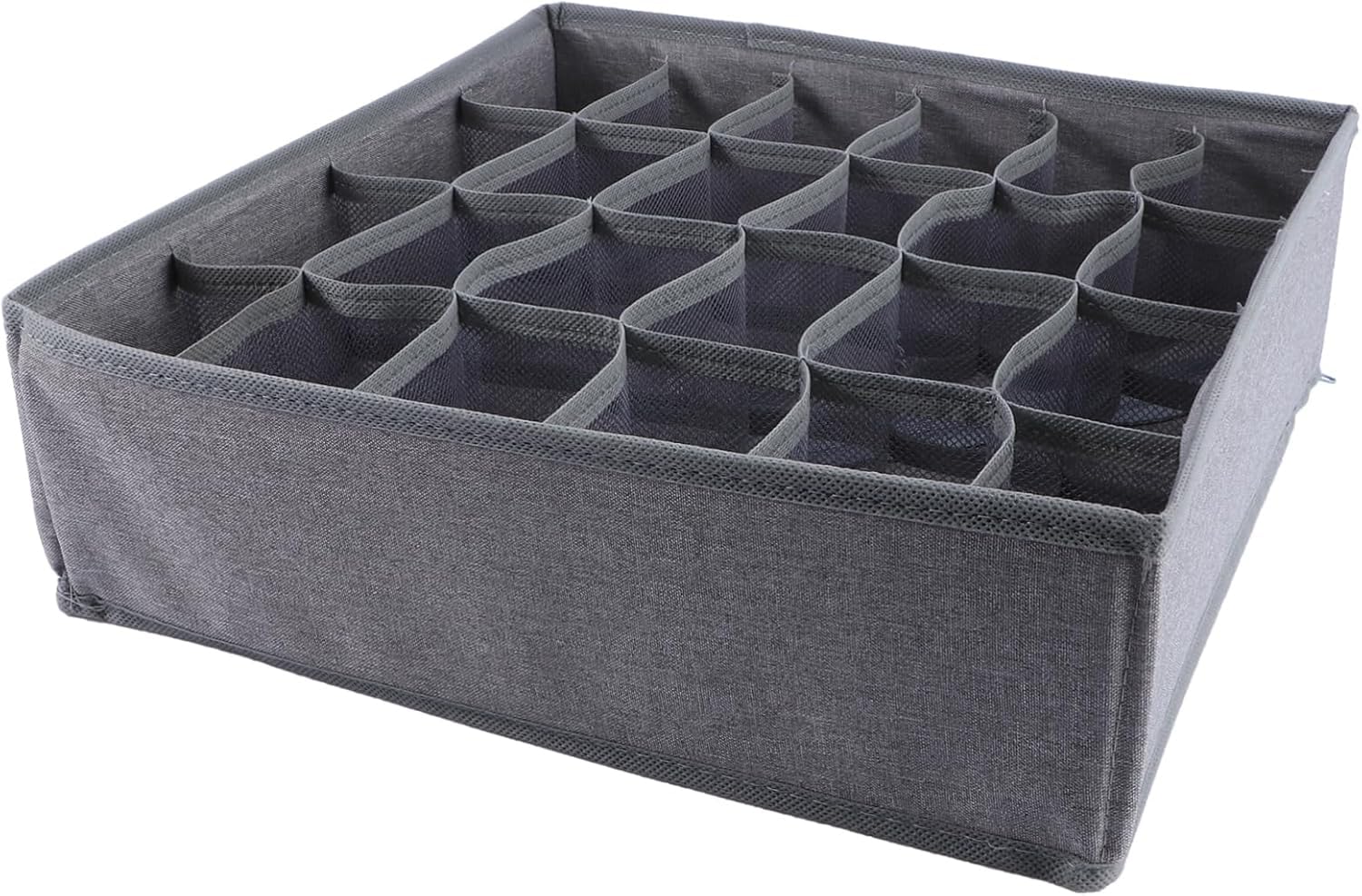 Homefast Foldable Storage Box Drawer Divider Organizer For Wardrobe, Socks, Scarfs, Tie, Bra, Underwear, 24 Cell Grey Oxford Clo