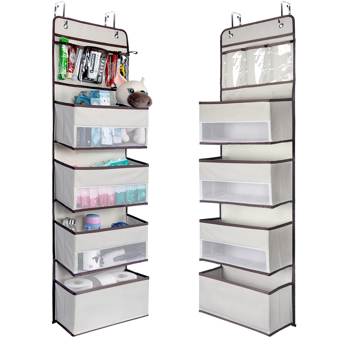 Nestidy 2 Pack Over The Door Organizer Storage, Wall Mount Hanging Organizer With 4 Large Capacity Pocket Organizers And 3 Small