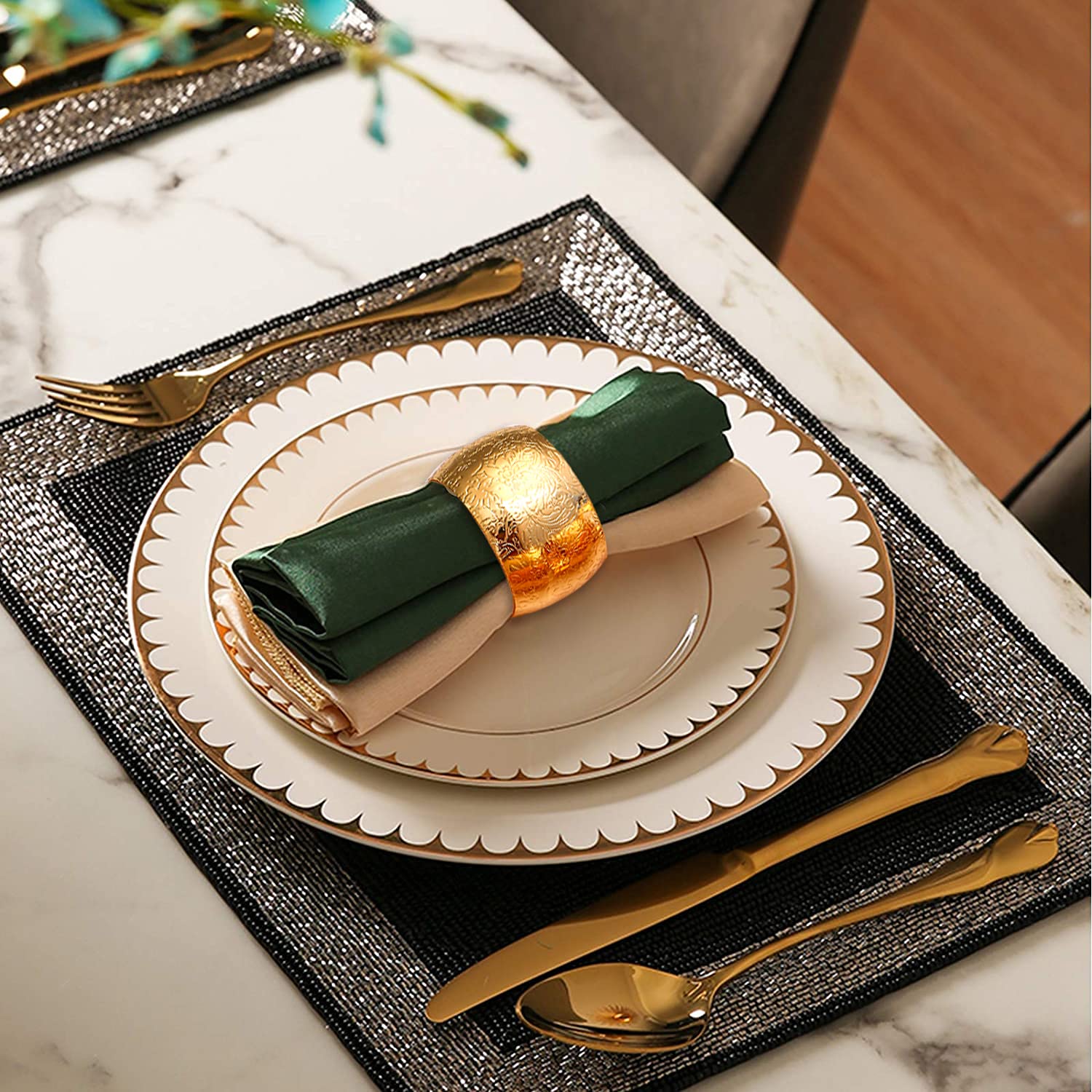Napkin Rings - Round Napkin Holder Rings For Dinning Table Parties Weddings Family Gather- Holiday Banquet Christmas Dinner Serv