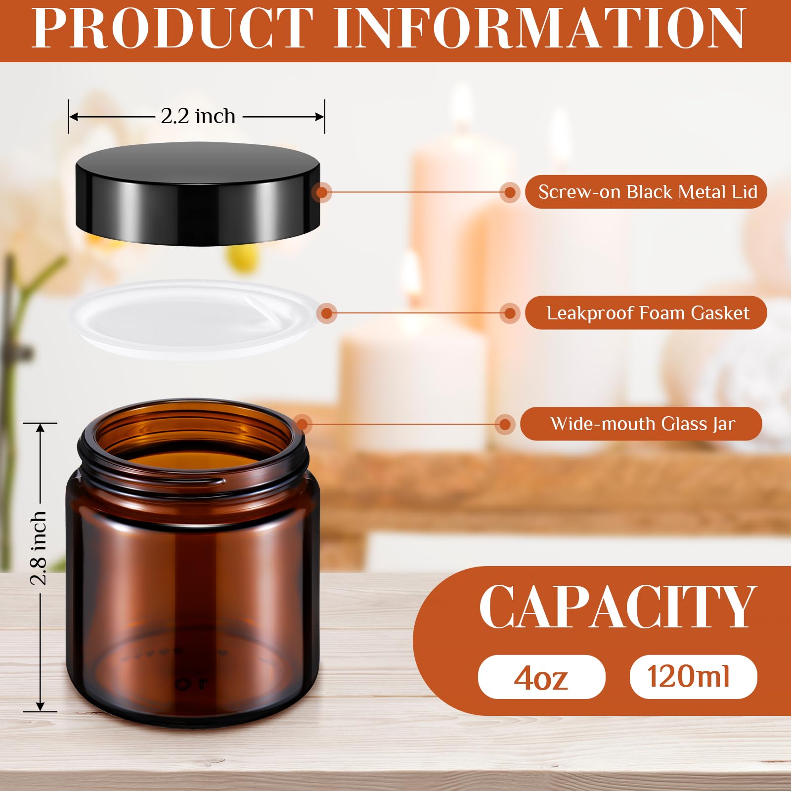 Norme 24 Pcs 4 Oz Glass Jars With Lids Leakproof Round Airtight Jars Empty Cosmetic Jars With Inner Liners Lid For Storing Lotio