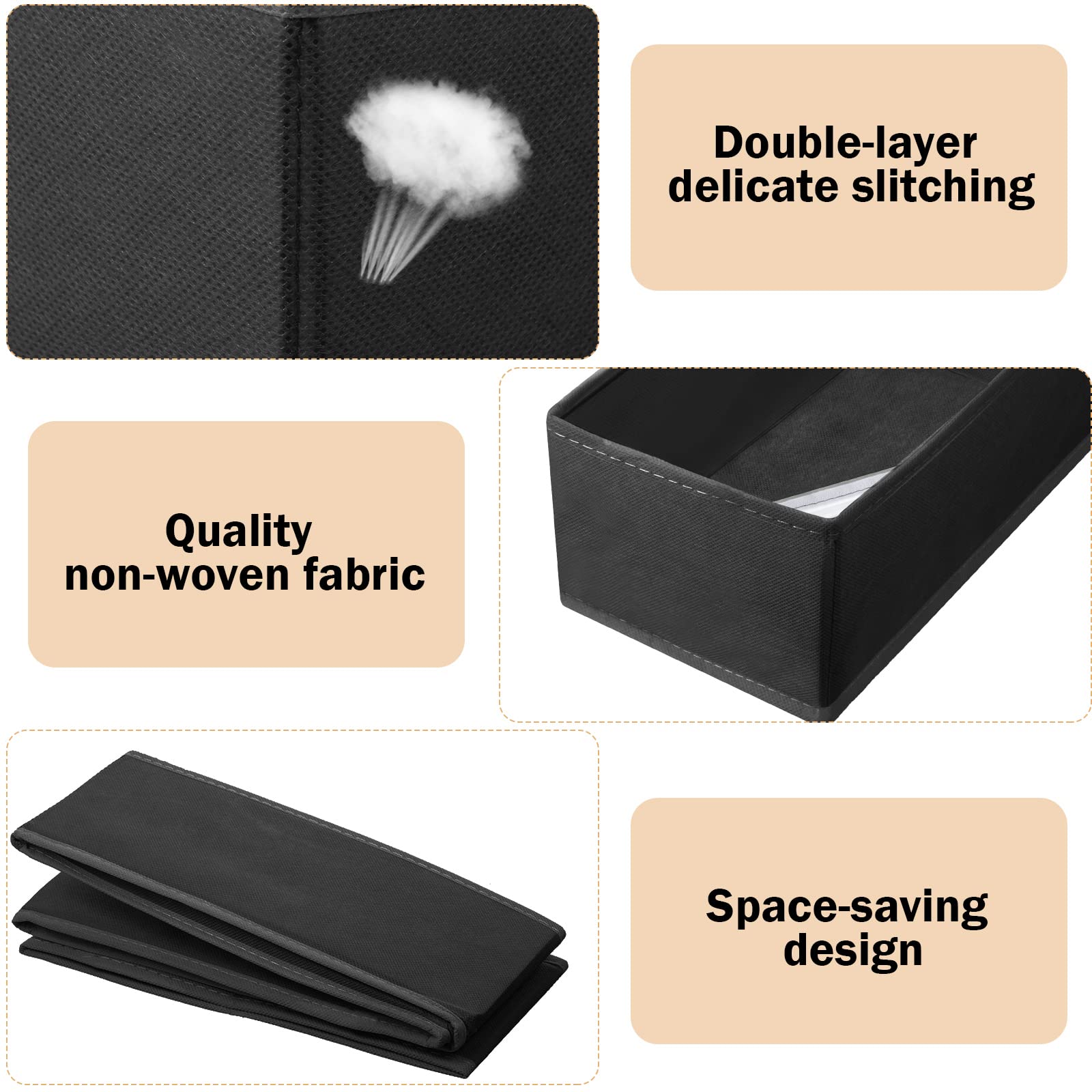 Potchen 24 Set Clothes Dresser Drawer Organizers, Nursery Closet Clothing Wardrobe Organizers Storage Dividers, Foldable Cloth B