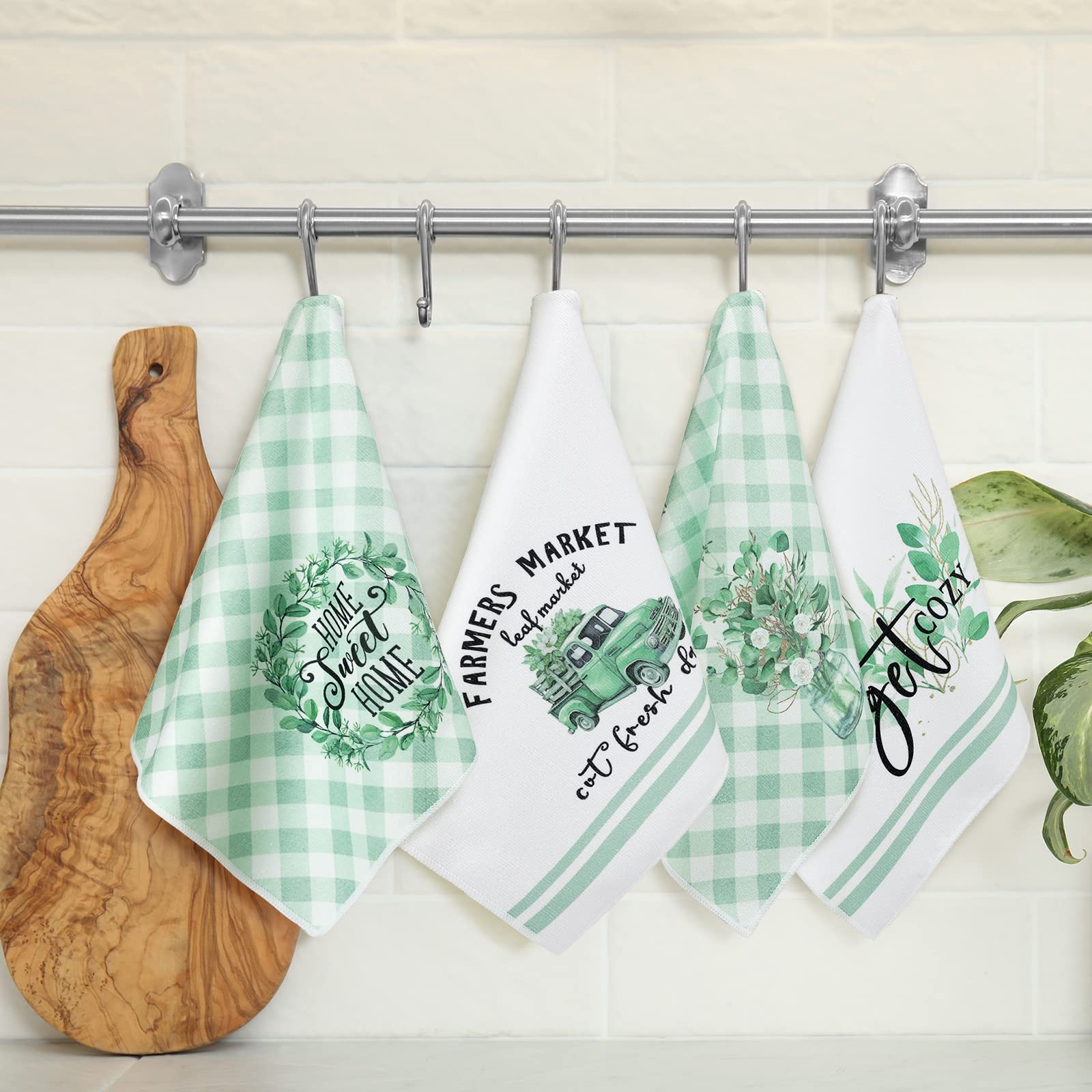 Set Of 6 Eucalyptus Kitchen Towels Green Leaves Dish Towels Absorbent Tea Towels 24 X 16 Inch Eucalyptus Get Cozy Lover Gifts Ho