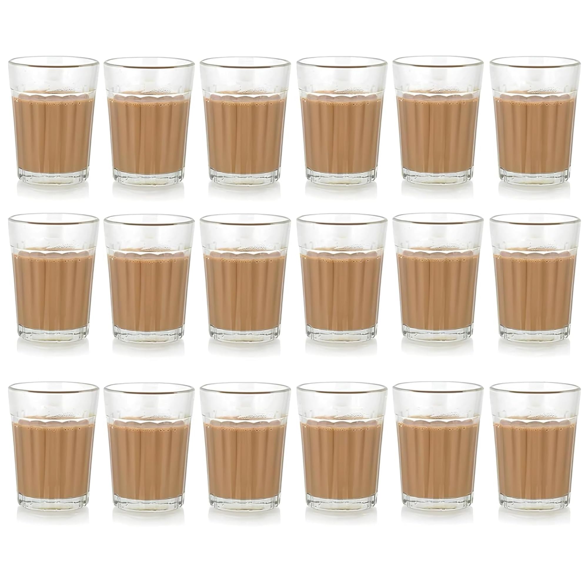 Inovique Enterprises 120Ml Classic Tea Glass Set | Small Traditional Tea Cups Perfect For Tea, Coffee, Cutting Chai | Set Of 18 