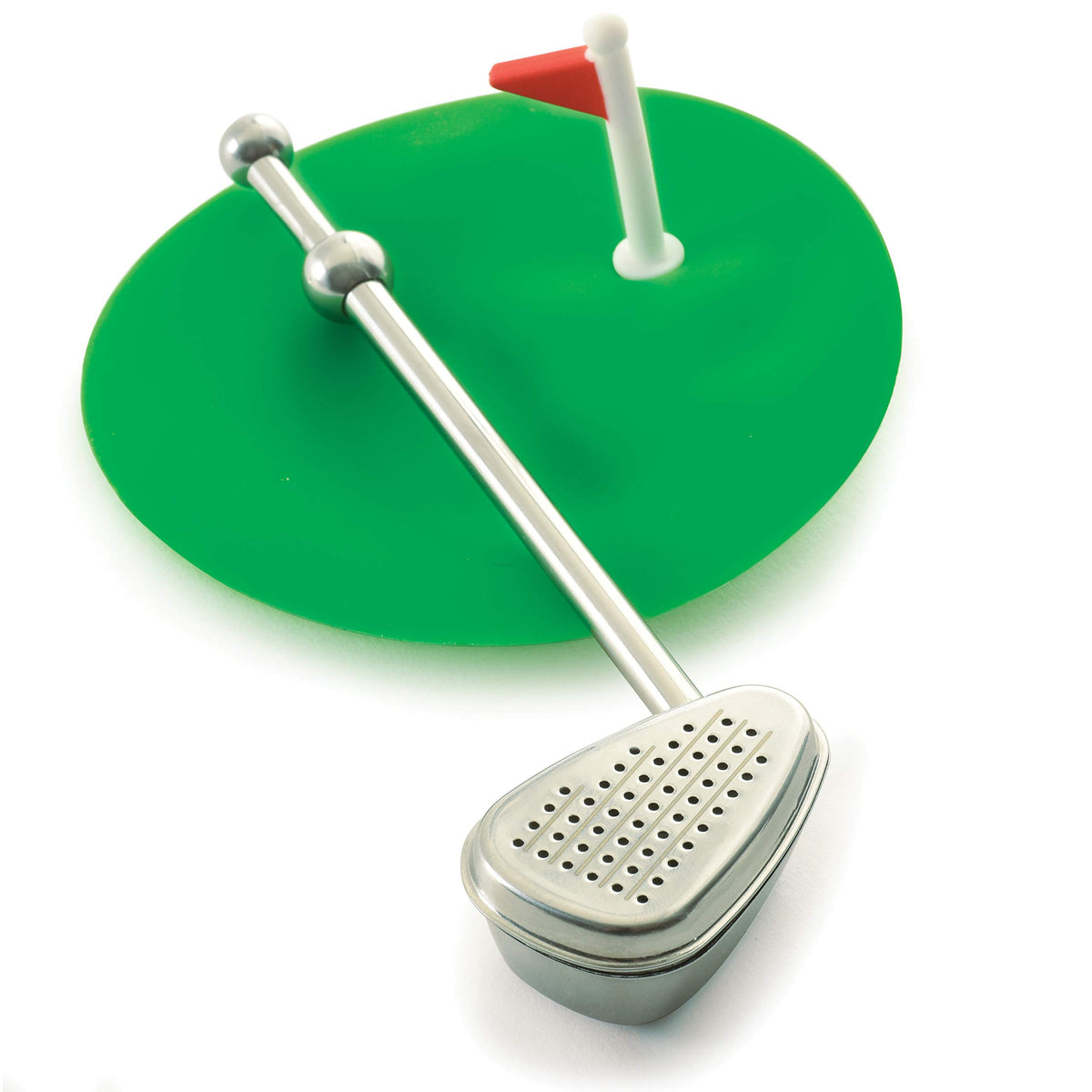 Norpro Stainless Steel Tee Time Golf Club Tea Infuser With Cover/Drip Catcher, Green