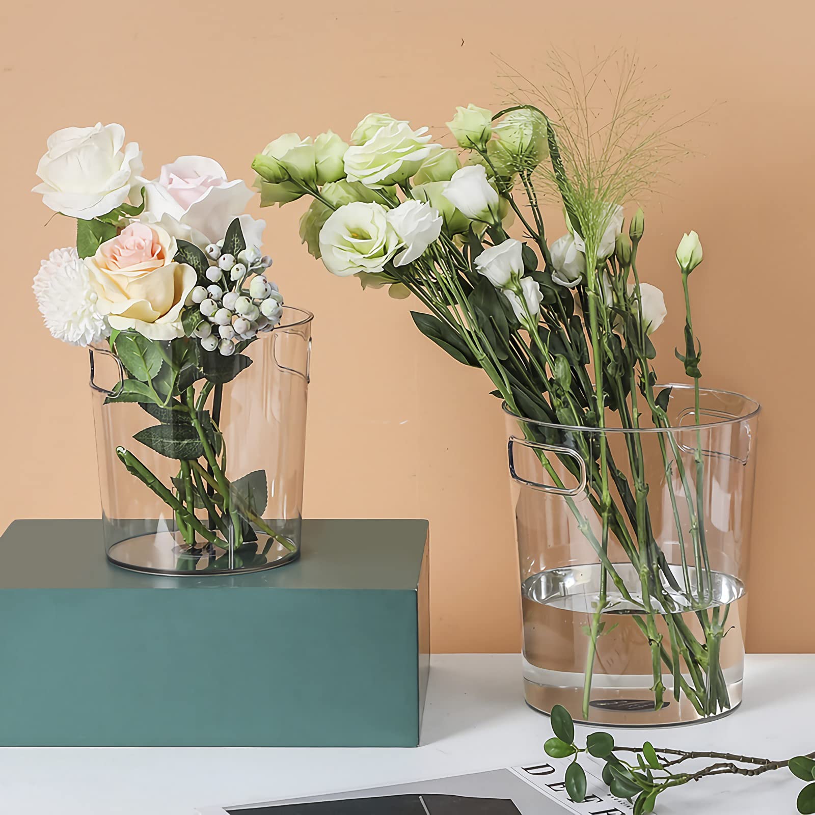 Anyoifax Small Trash Can Plastic Wastebasket 1.5 Gallon Round Garbage Container Bin With Handles For Bathroom, Bedroom, Kitchen,