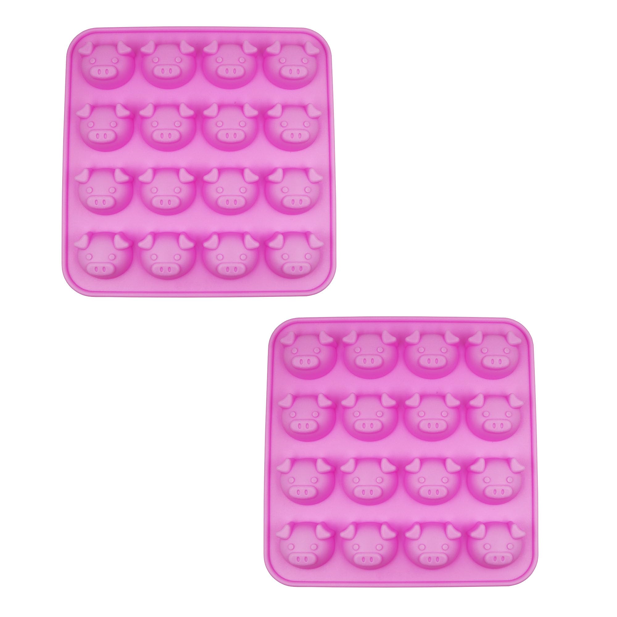 2 Pack Chocolate Molds,16-Cavities Pig Shaped Silicone Mold for Chocolate,Candy,Cake Decoration,Jelly,Candles