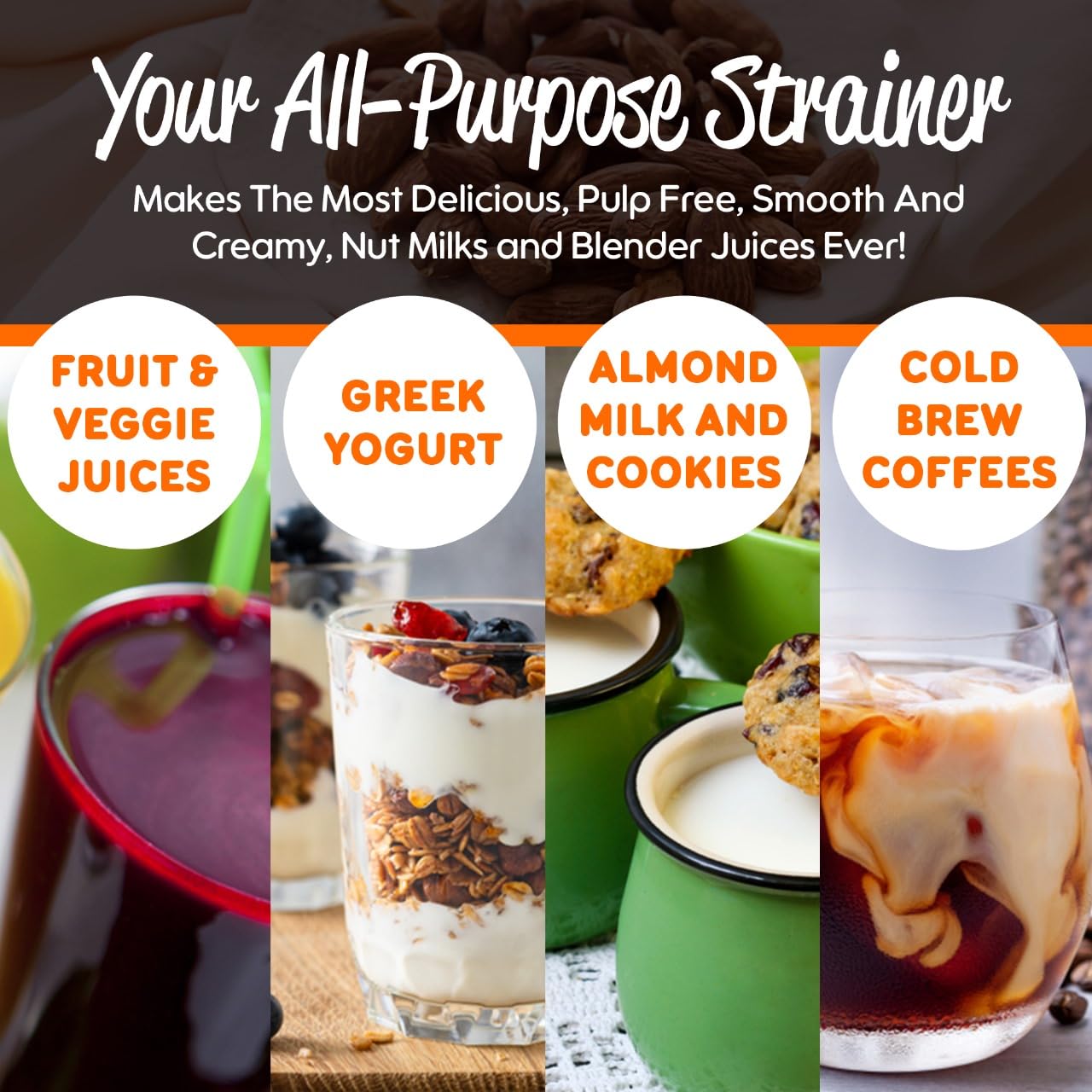 Pro Quality Nut Milk Bag - 5 Xl12''X12'' Bags - Commercial Grade Reusable All Purpose Food Strainer - Food Grade Bpa-Free - Ultr