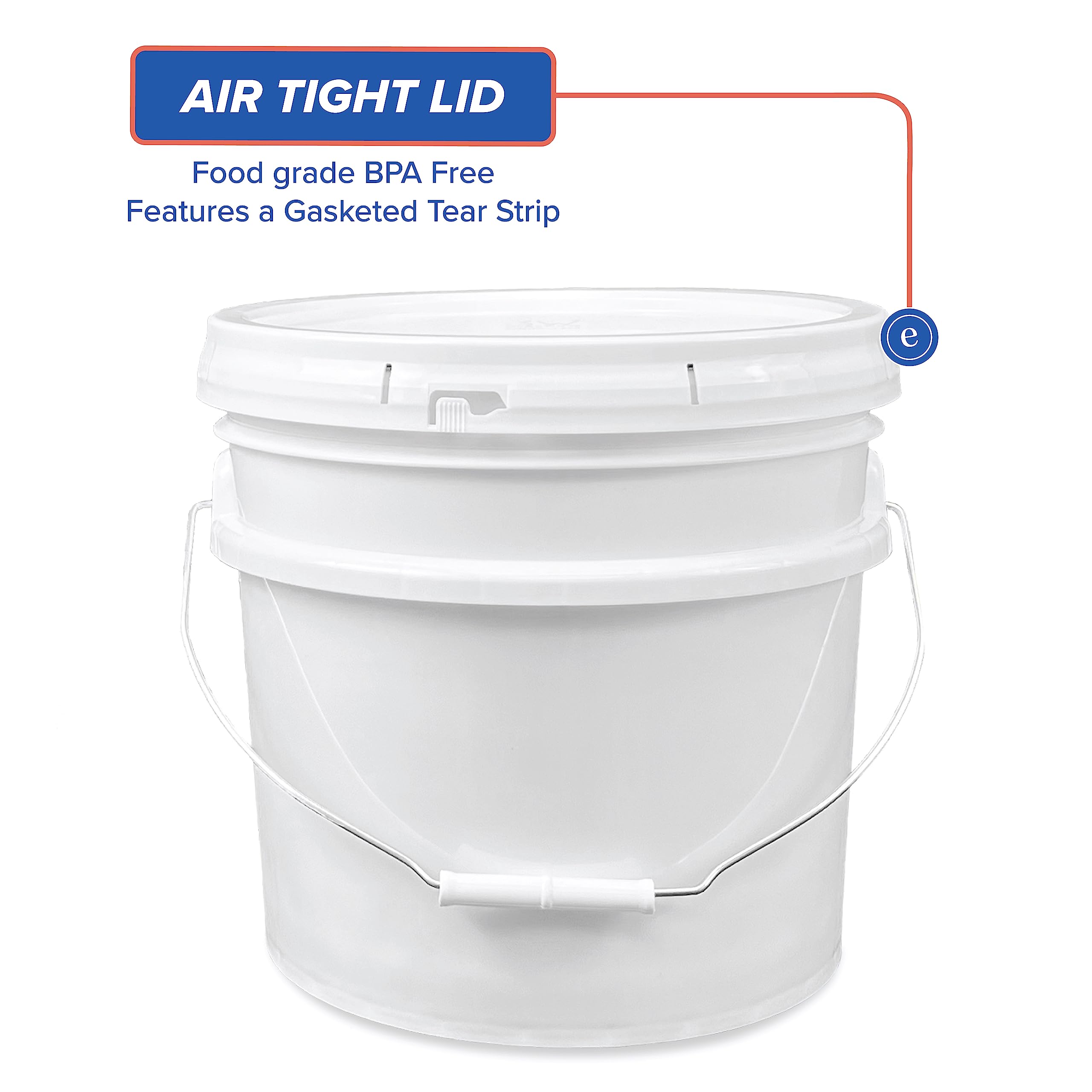 3.5 Gallon White Bucket & Lid - Set of 3 - Durable 90 Mil All Purpose Pail - Food Grade - Contains No BPA Plastic (3.5 Gal. w/Lids - 3pk)