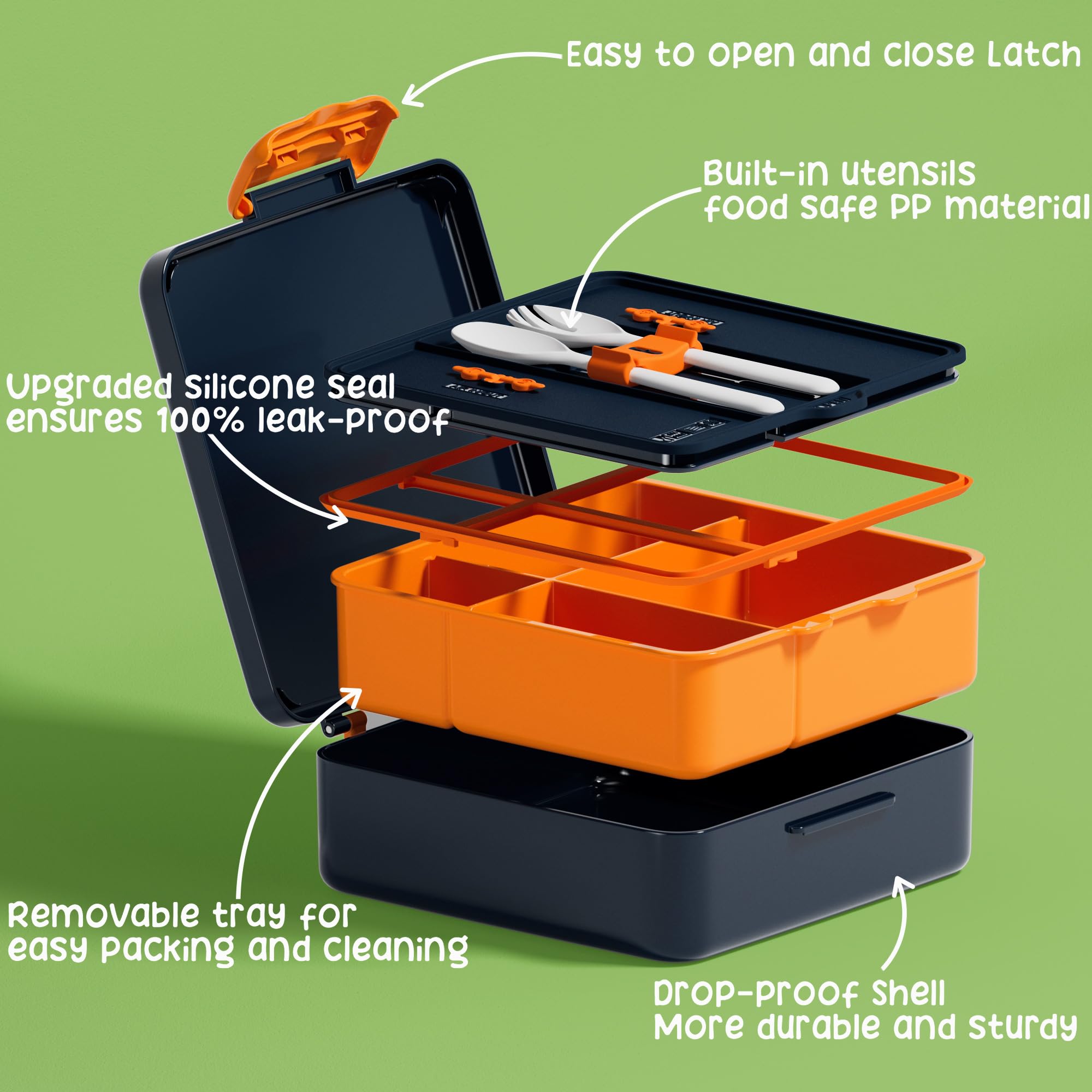 Fimibuke Kids Bento Snack Lunch Box With 4 Compartment, Insulated Lunch Bag, Stainless Steel Vacuum Thermos Food Jar, Ice Pack,