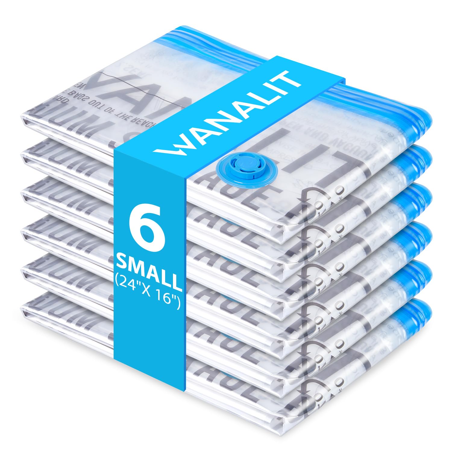 6 Pack Small Vacuum Storage Bags (24X16), Reusable Vacuum Sealer Compression Space Saver Bag For Clothes, Mattress, Blanket, D
