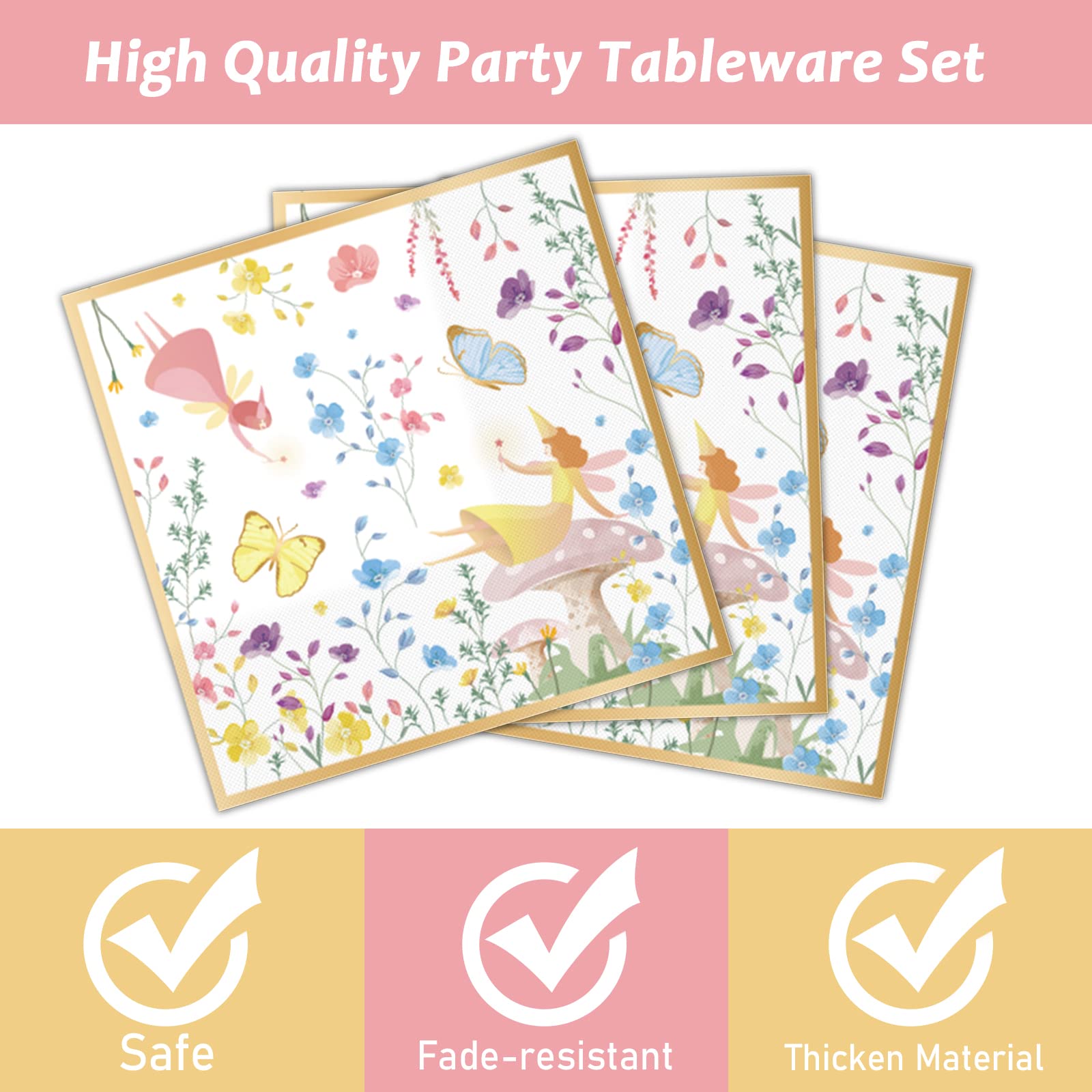 96 Pcs Fairy Plates And Napkins Party Supplies Talking Truly Fairy Tableware Set Spring Tea Luncheon Party Decorations Favors Fo