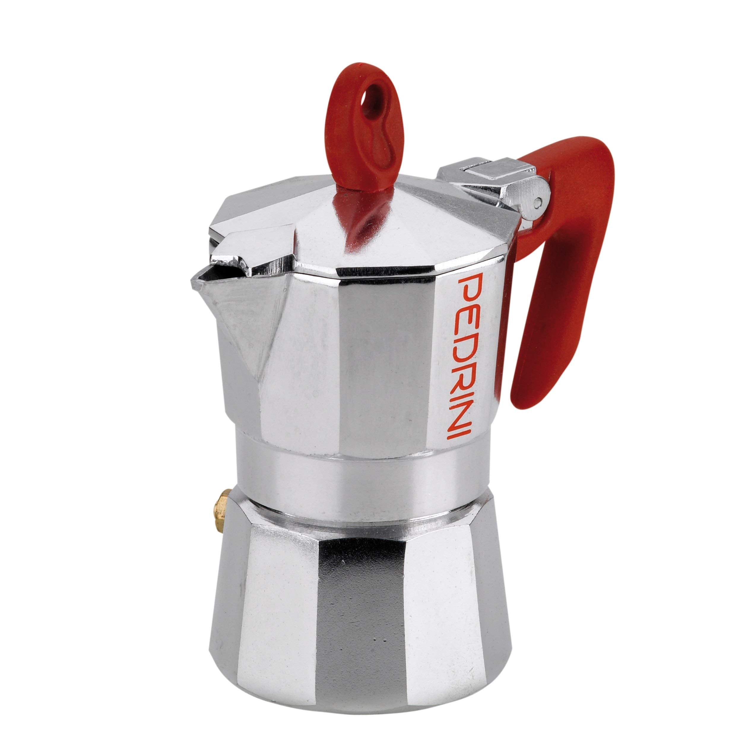 Pedrini - Italy Aluminium Moka Pot 2 Cup, Coffee Maker/Mocha Pot/Stovetop Coffee Maker; Italian Made. (Red, 2 Cup) Now Eco Moka 