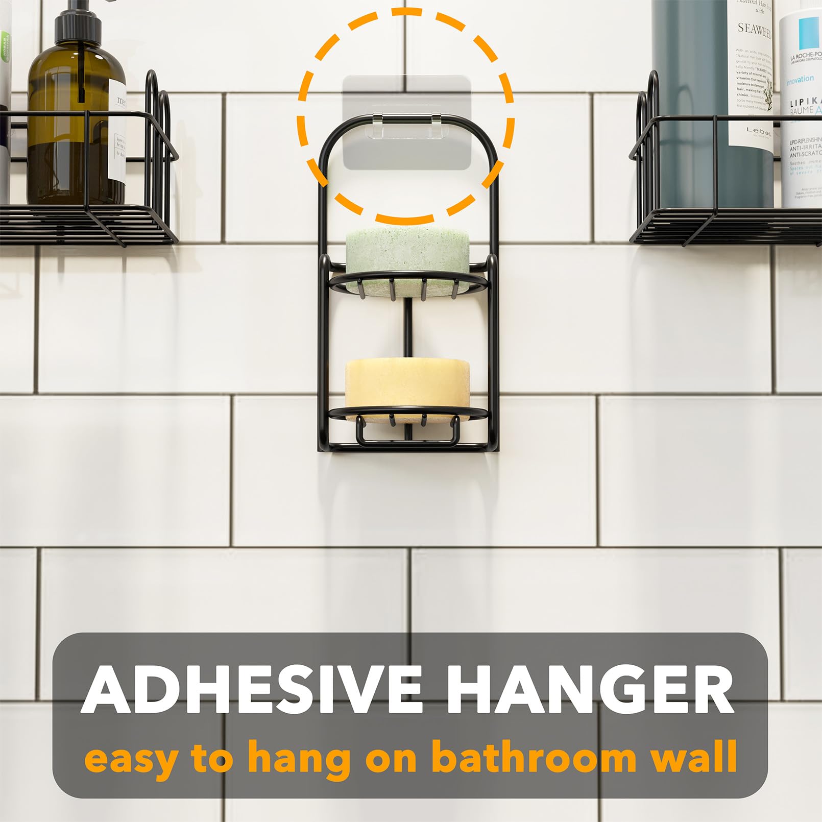 Spaceaid 2 Tier Shampoo Bar Holder For Shower, Self Draining Soap Bar Holders Caddy For Bathroom Wall And Kitchen Sink, Shampoo