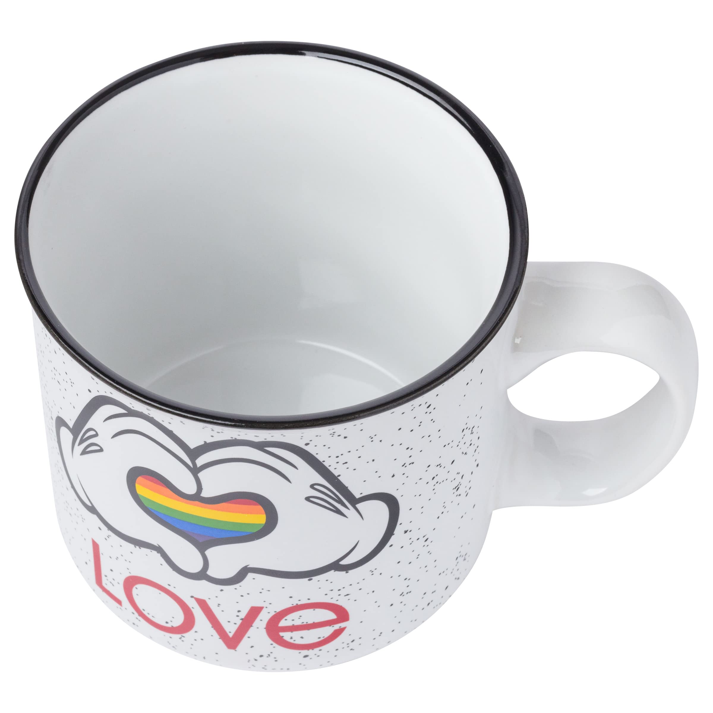 Silver Buffalo Disney Pride Mickey Hands Ceramic Camper Style Coffee Mugs, 20 Ounces