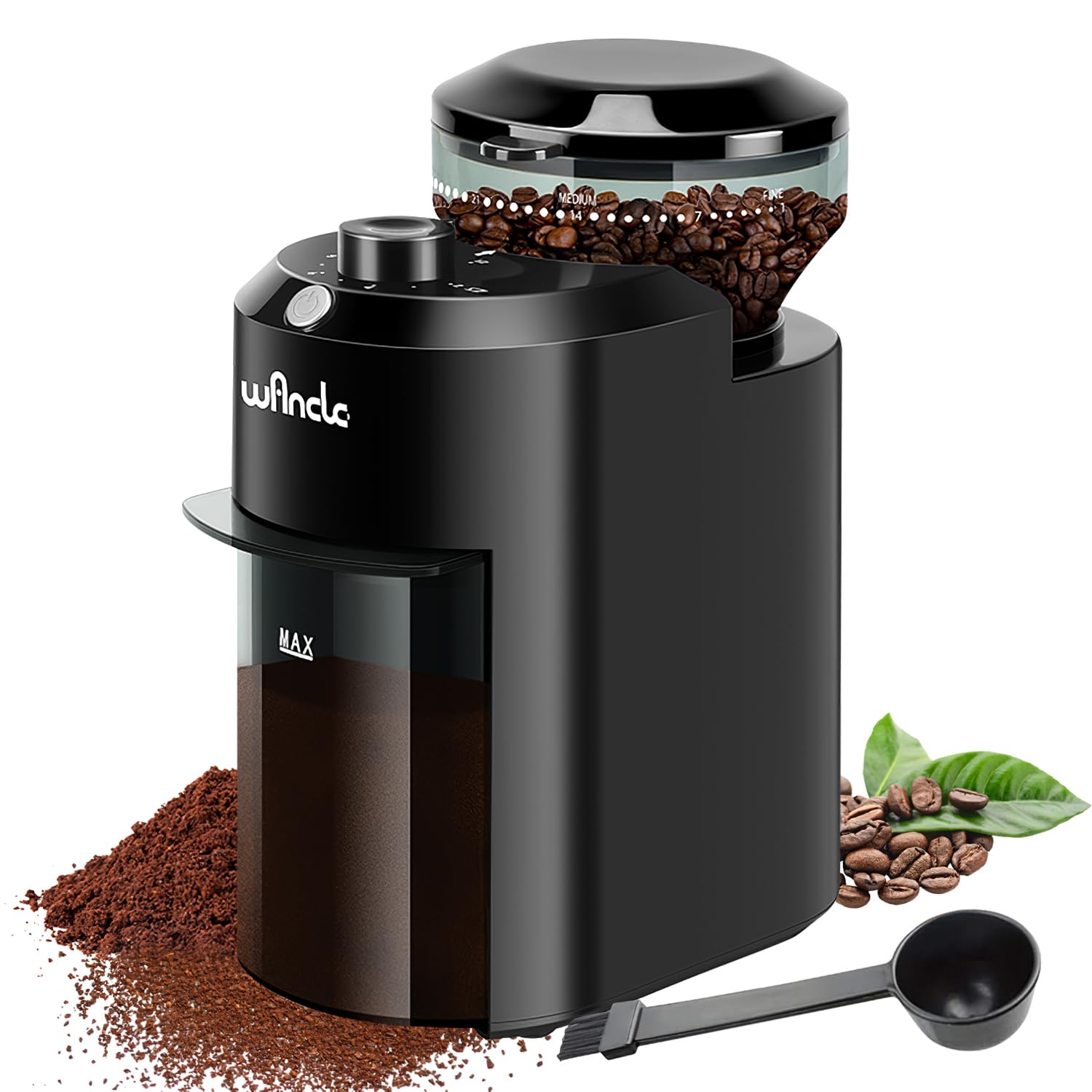 Wancle Electric Burr Coffee Grinder - Adjustable With 28 Precise Grind Settings For 12 Cups - Professional Coffee Bean Grinder