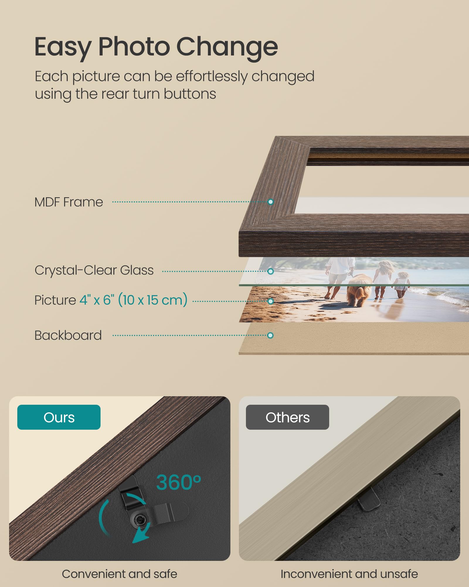 SONGMICS 4x6 Collage Picture Frames, 12-Pack Photo Collage Frame for Wall Decor, Glass Front, Assembly Required,Christmas Gift,