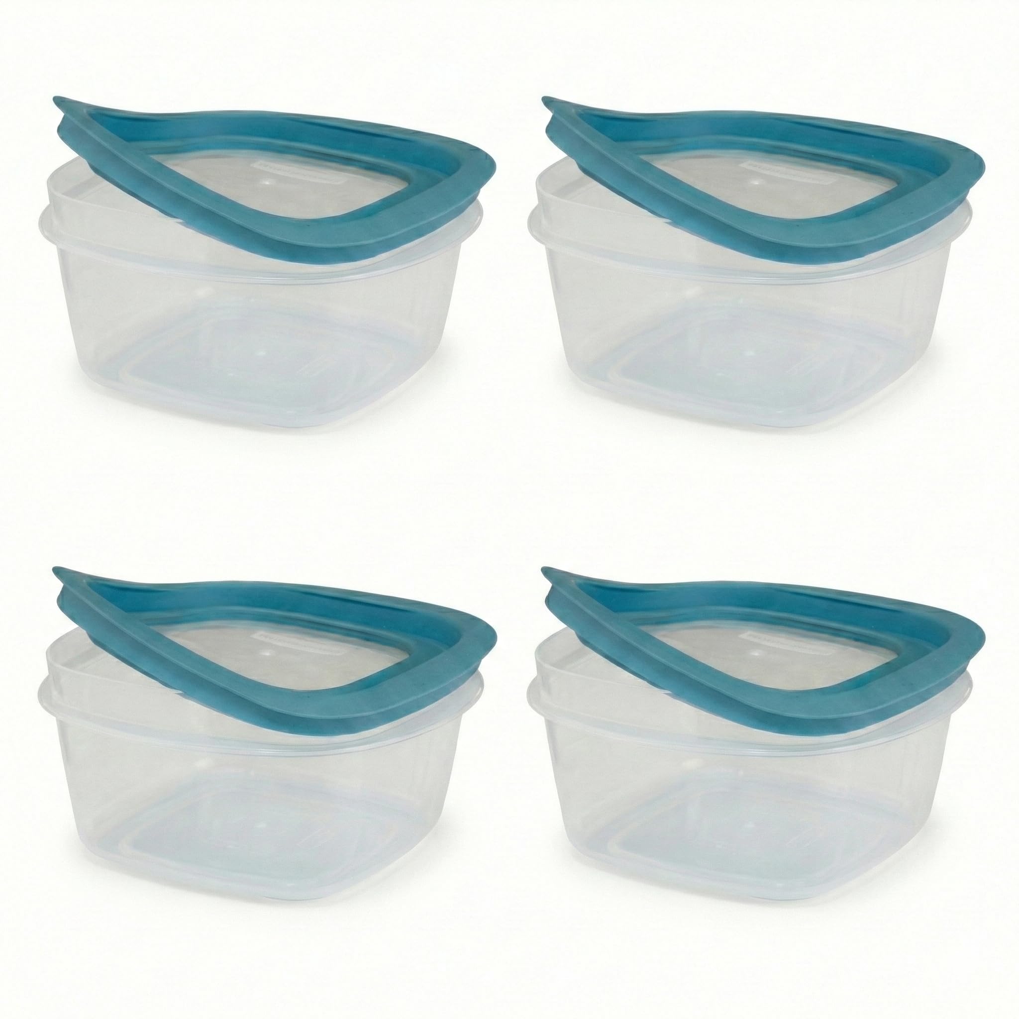 Utensilux Storage Containers, Easy Find Lids, Teal, 2 Cup pack of 4, Flex & Seal, Leak Proof Lids, Food Storage Set, Clear Meal 