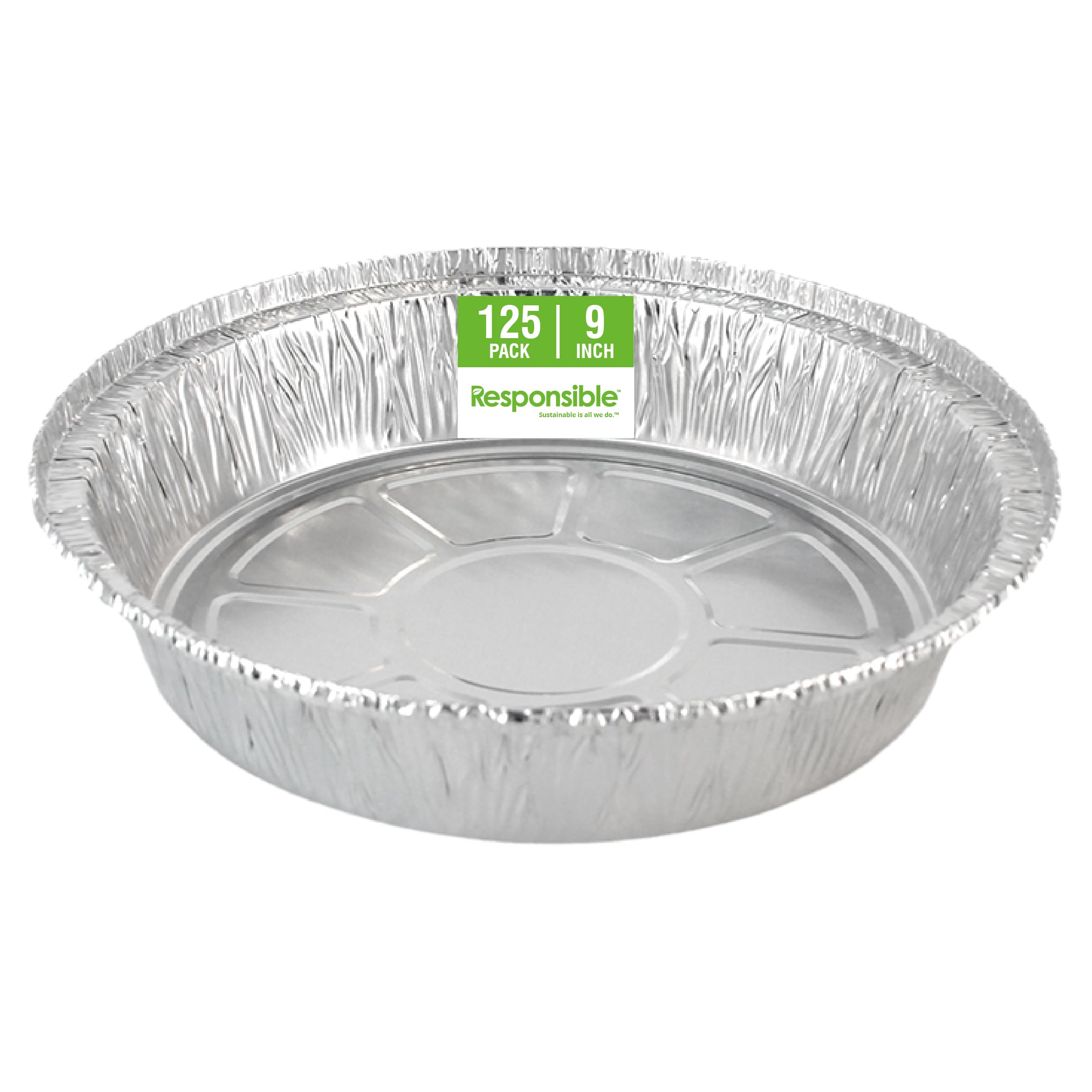 Responsible Products 9 Inch Round Cake Pie Pans, Forever-Recyclable Aluminum, Extra Strength For Take Out, Cooking, Baking, Free
