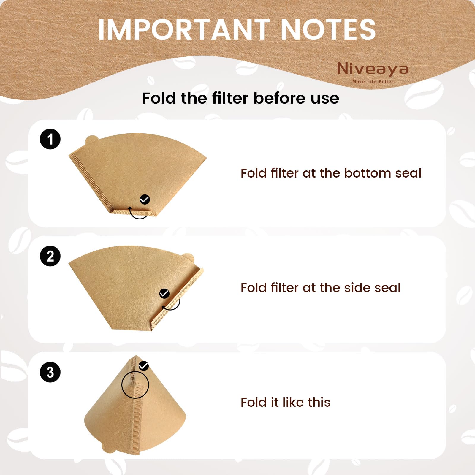 Niveaya #4 Cone Coffee Filters - 200 Count, Unbleached Natural Brown, Disposable For Pour Over And Drip Coffee Maker