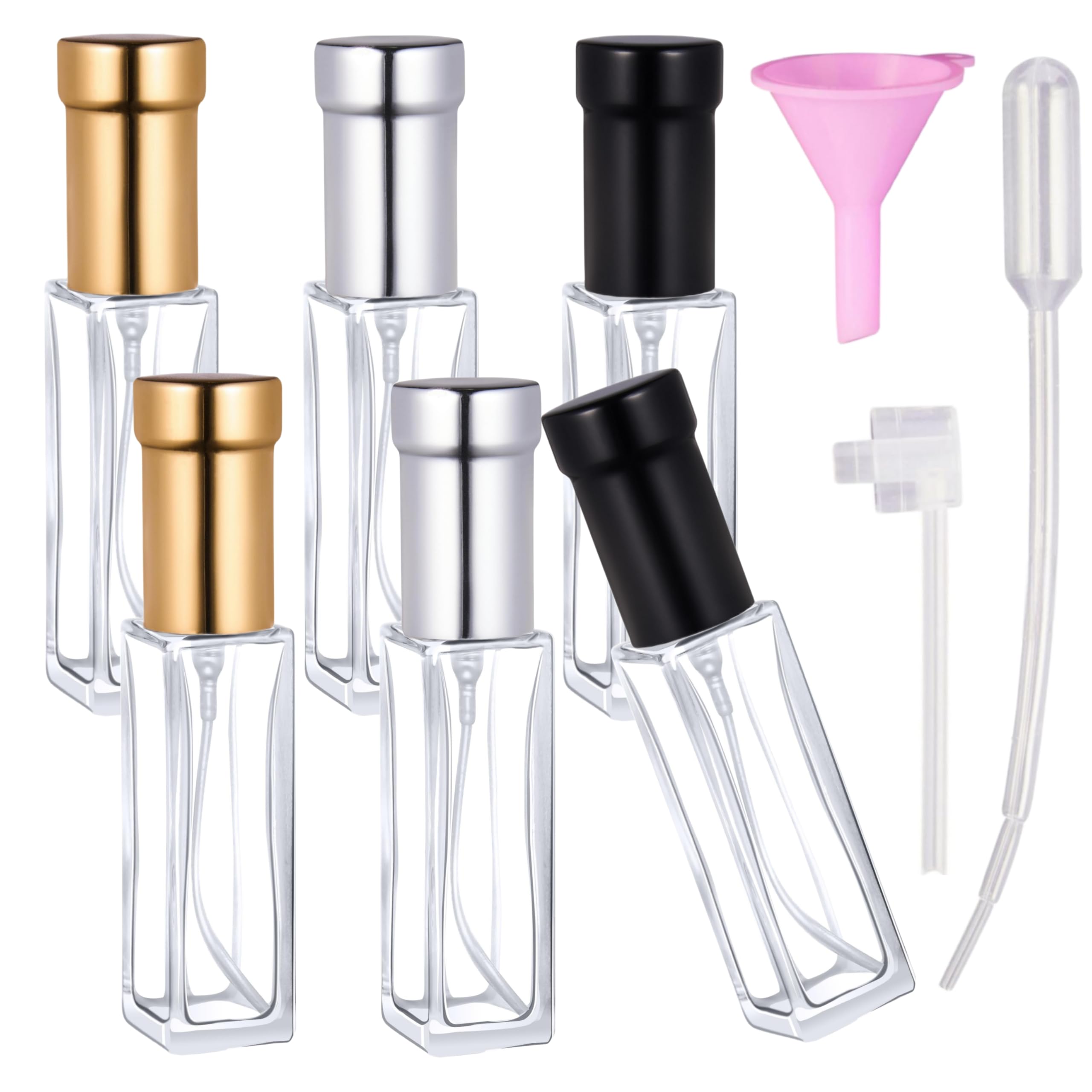 Kanlpeia 6 Pcs Mini Spray Bottles 10Ml,Perfume Travel Refillable,Glass Spray Bottles,Fine Mist Spray With Funnel Dropper For Hai