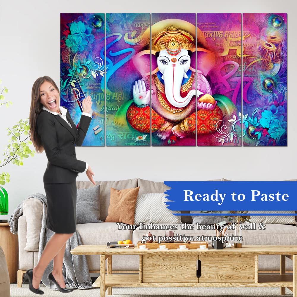 Maxstone Ganpati Big Size Wall Painting for Living Room, Bedroom, Home, Office, Drawing Room, Hotels Decor Wooden Framed Wall Ha