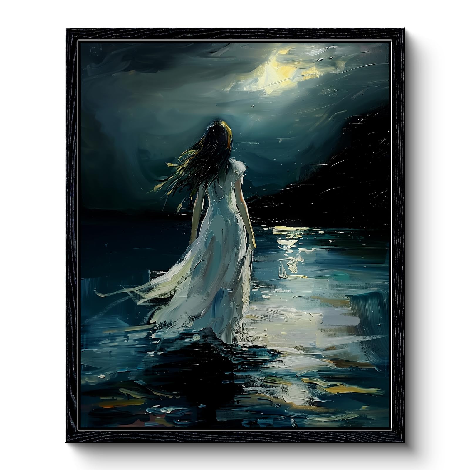 Viyyiea Framed Canvas Wall Art, Vintage Wall Art For Living Room, Woman Portrait Oil Painting Picture Summer Home Decor Bathroom