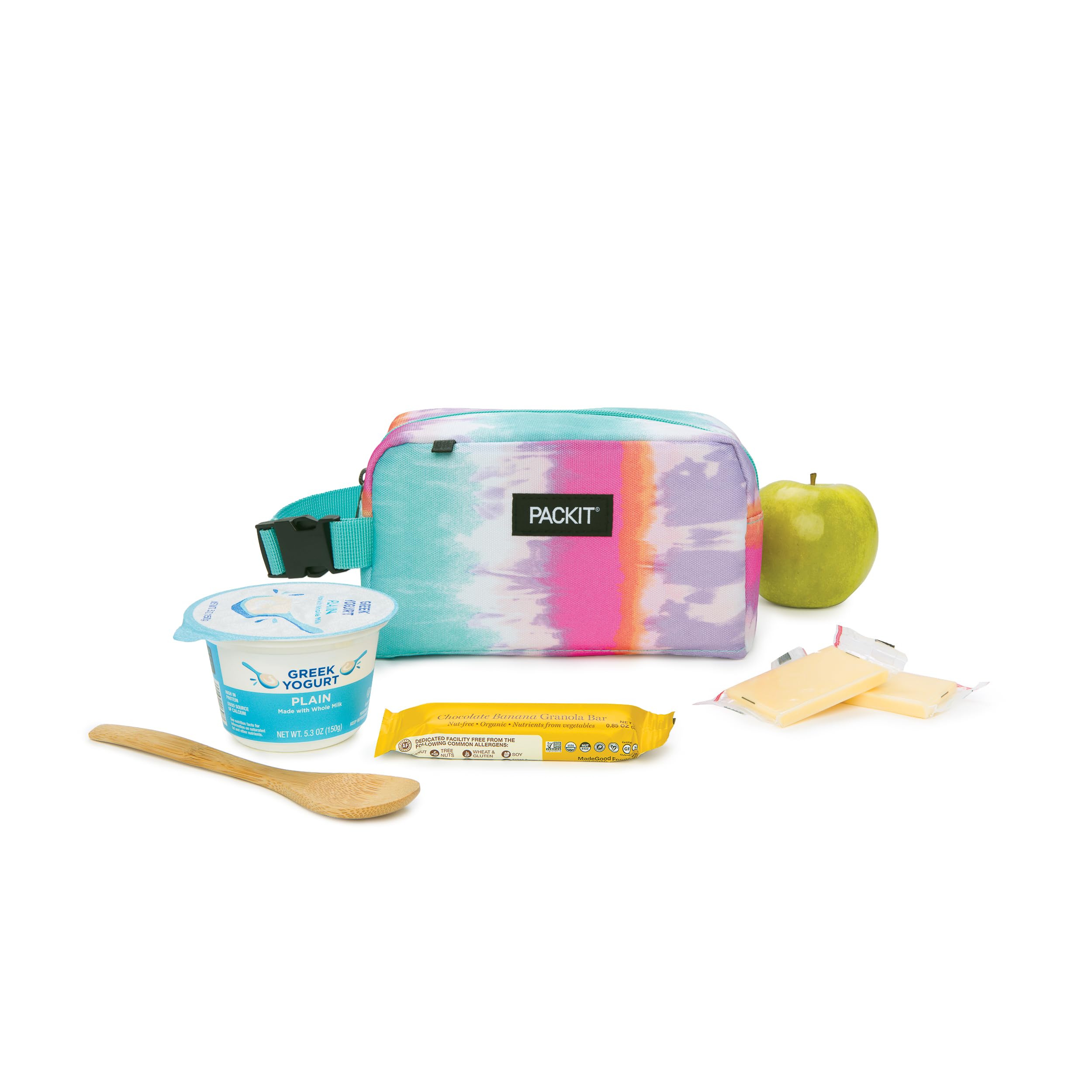 Packit Freezable Snack Box, Tie Dye Sorbet, Built With Ecofreeze Technology, Collapsible, Reusable, Zip Closure With Buckle Hand