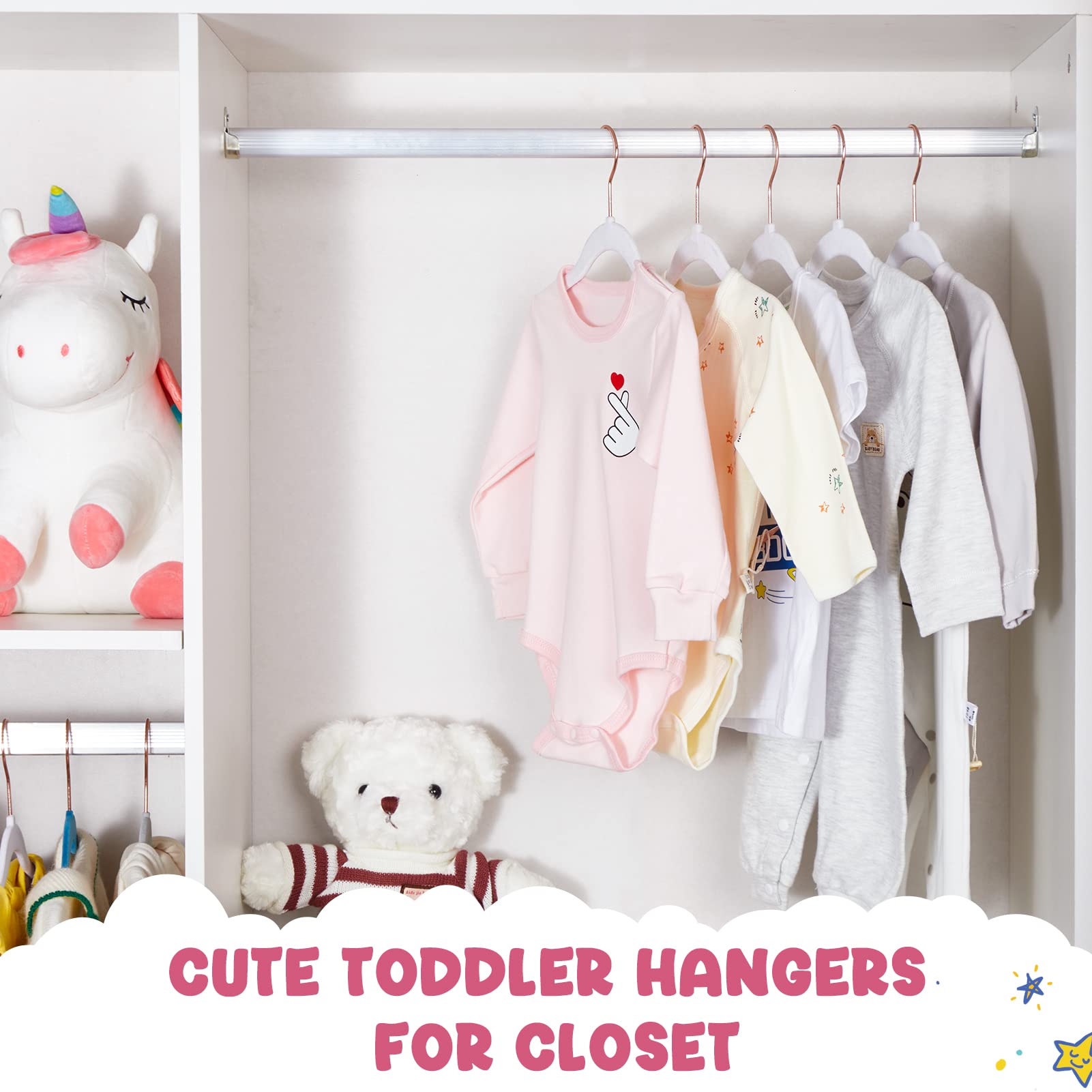 HOUSE DAY Velvet Baby Hangers for Closet  Kids Hangers Velvet 60 Pack  Non Slip Toddler Hangers 11.8 Inch  Durable Childrens Hangers Newborn Hangers for Baby Clothes- White