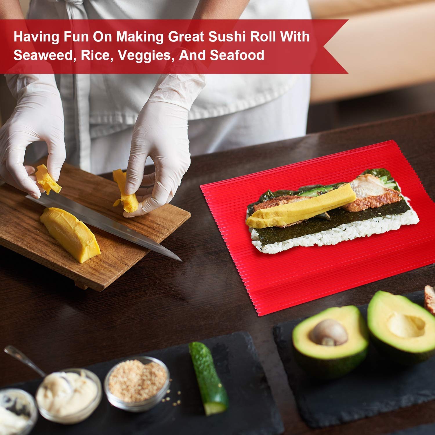 3 Pieces Kitchen Sushi Rolling Mat Non Stick Sushi Making Kit Japanese Plastic Sushi Rolling Maker Homemade For Home Kitchen Diy