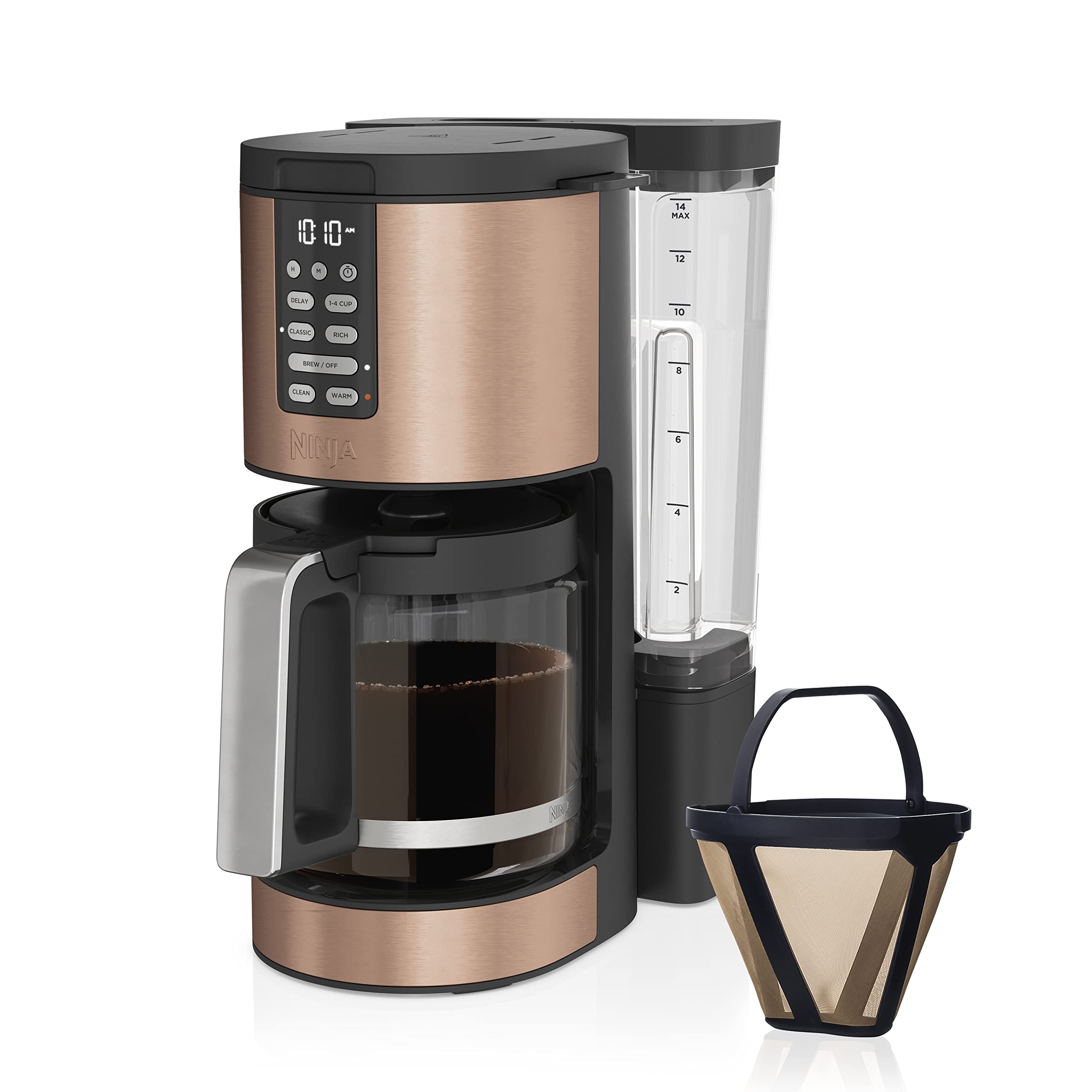 Ninja Dcm201Cp Programmable Xl 14-Cup Coffee Maker Pro With Permanent Filter, 2 Brew Styles Classic & Rich, Delay Brew, Freshnes