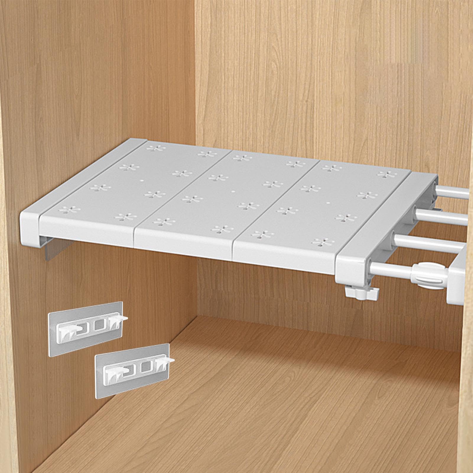iayokocc Expandable Closet Tension Shelf Rod, Adjustable Metal Storage Rack,DIY Organizer Divider Separator for Cabinet Wardrobe