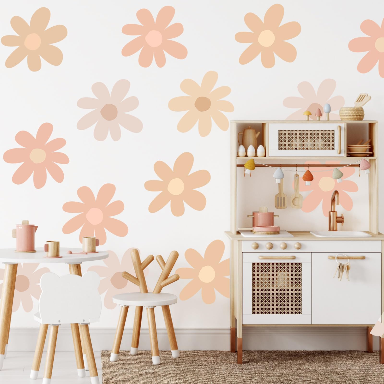 12 Sheets Daisy Wall Decals Flower Wall Stickers Large Daisy Wall Stickers Daisy Decals For Wall Peel And Stick For Nursery Bedr